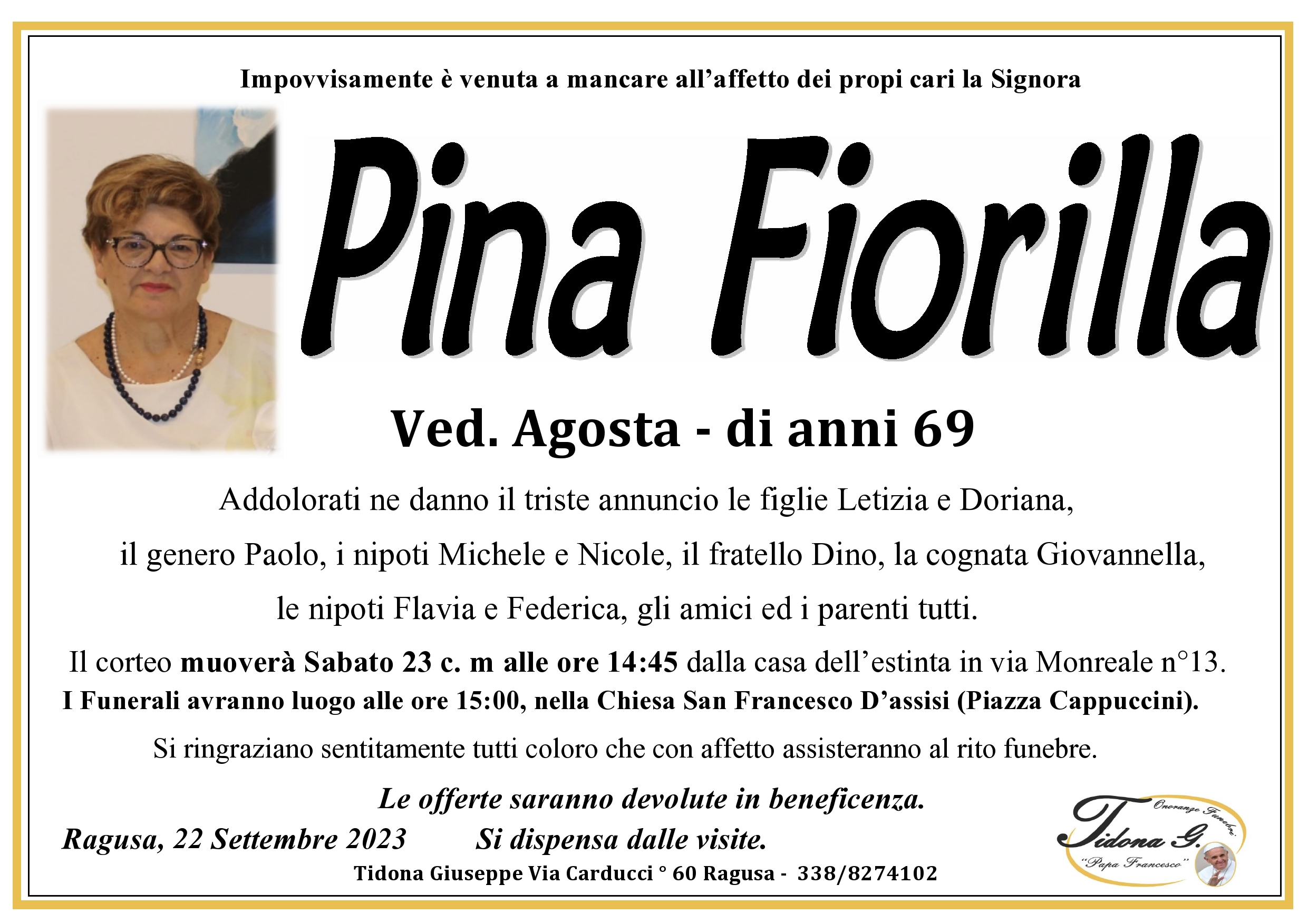 Necrologi: Pina Fiorilla