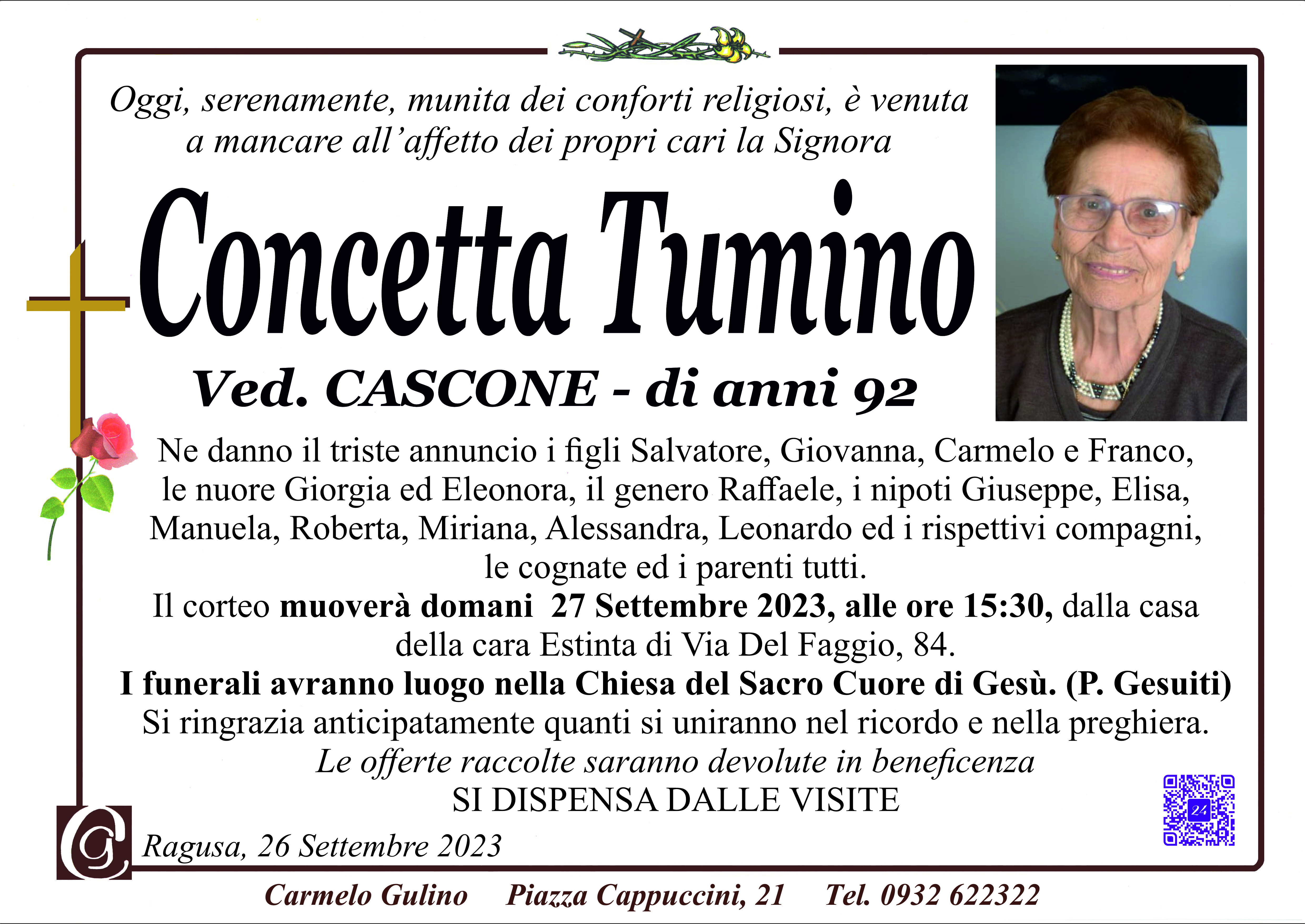 Necrologi: Concetta Tumino