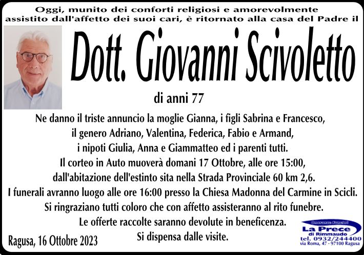 Necrologi: Giovanni Scivoletto