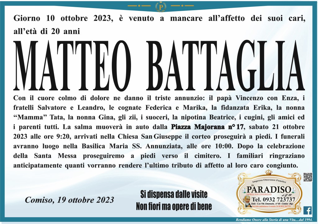 Necrologi Matteo Battaglia Ragusa Oggi
