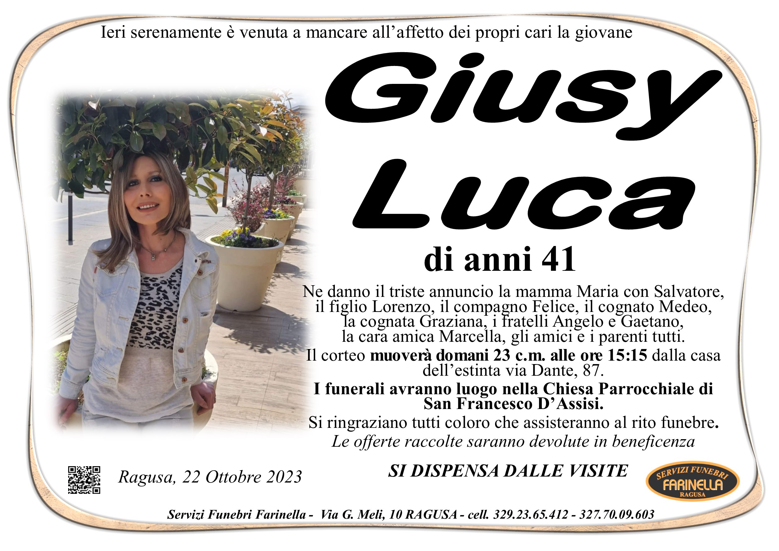 Necrologi: Giusy Luca