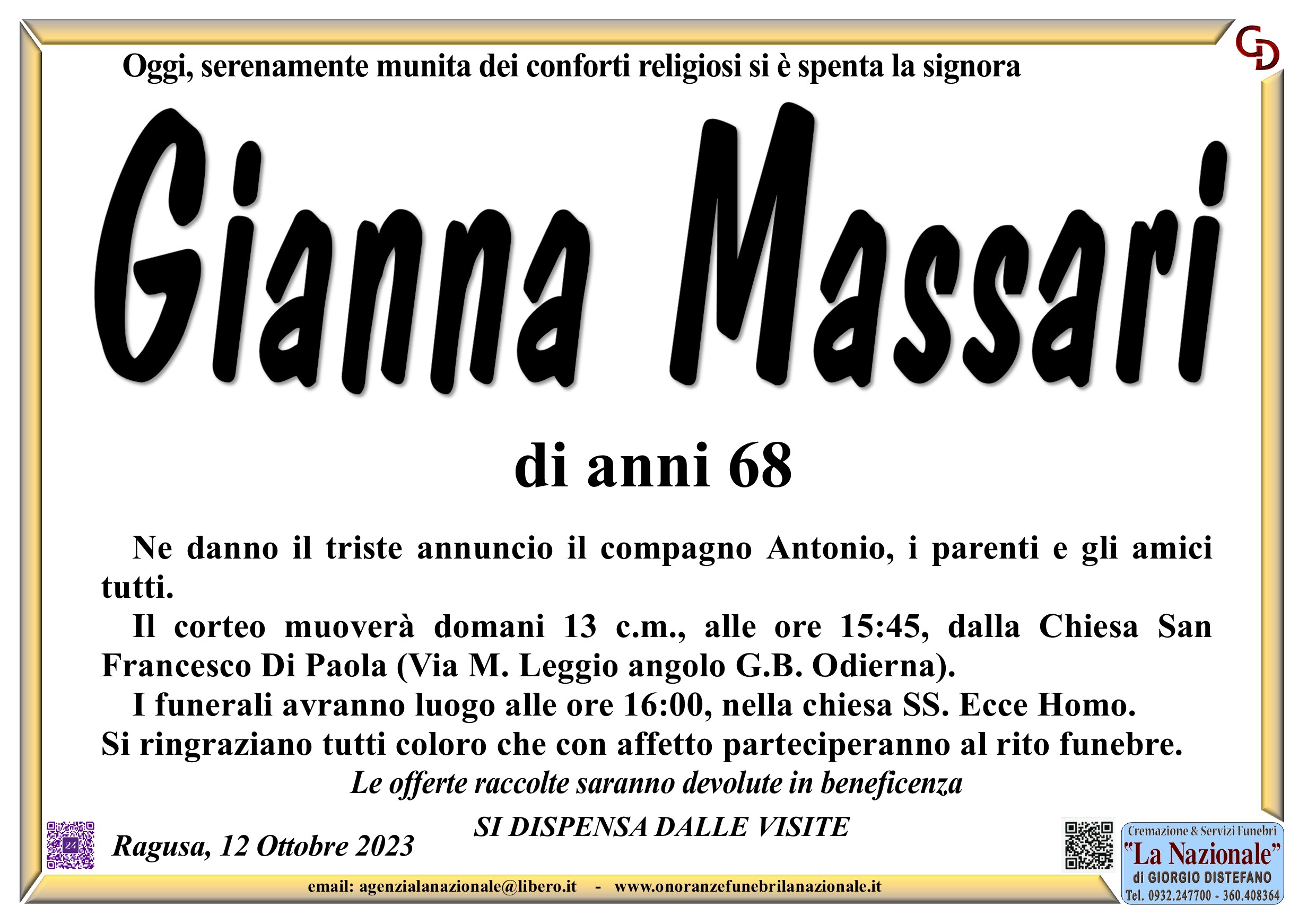Necrologi: Gianna Massari