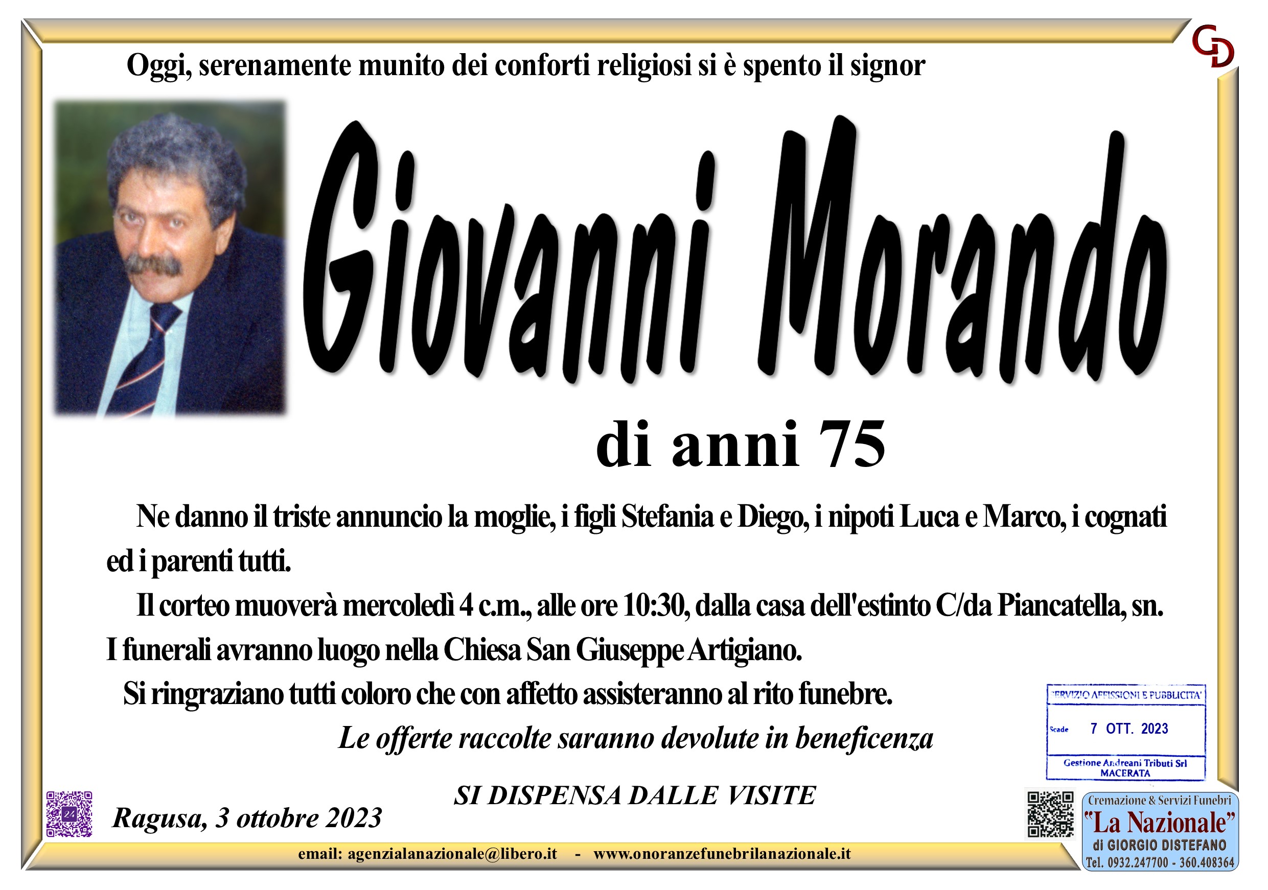 Necrologi: Giovanni Morando