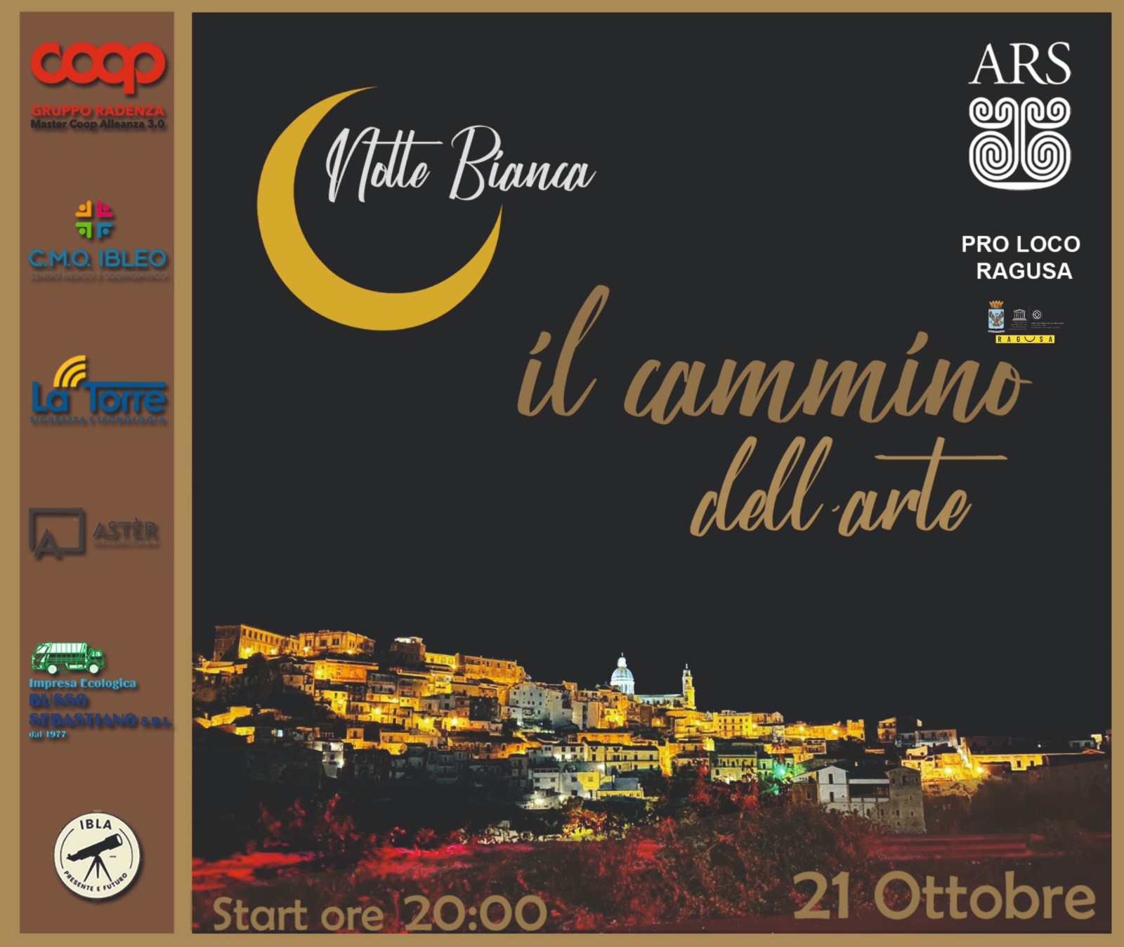 Questo sabato a Ragusa la Notte Bianca “Il cammino dell’arte”. Ecco il programma completo