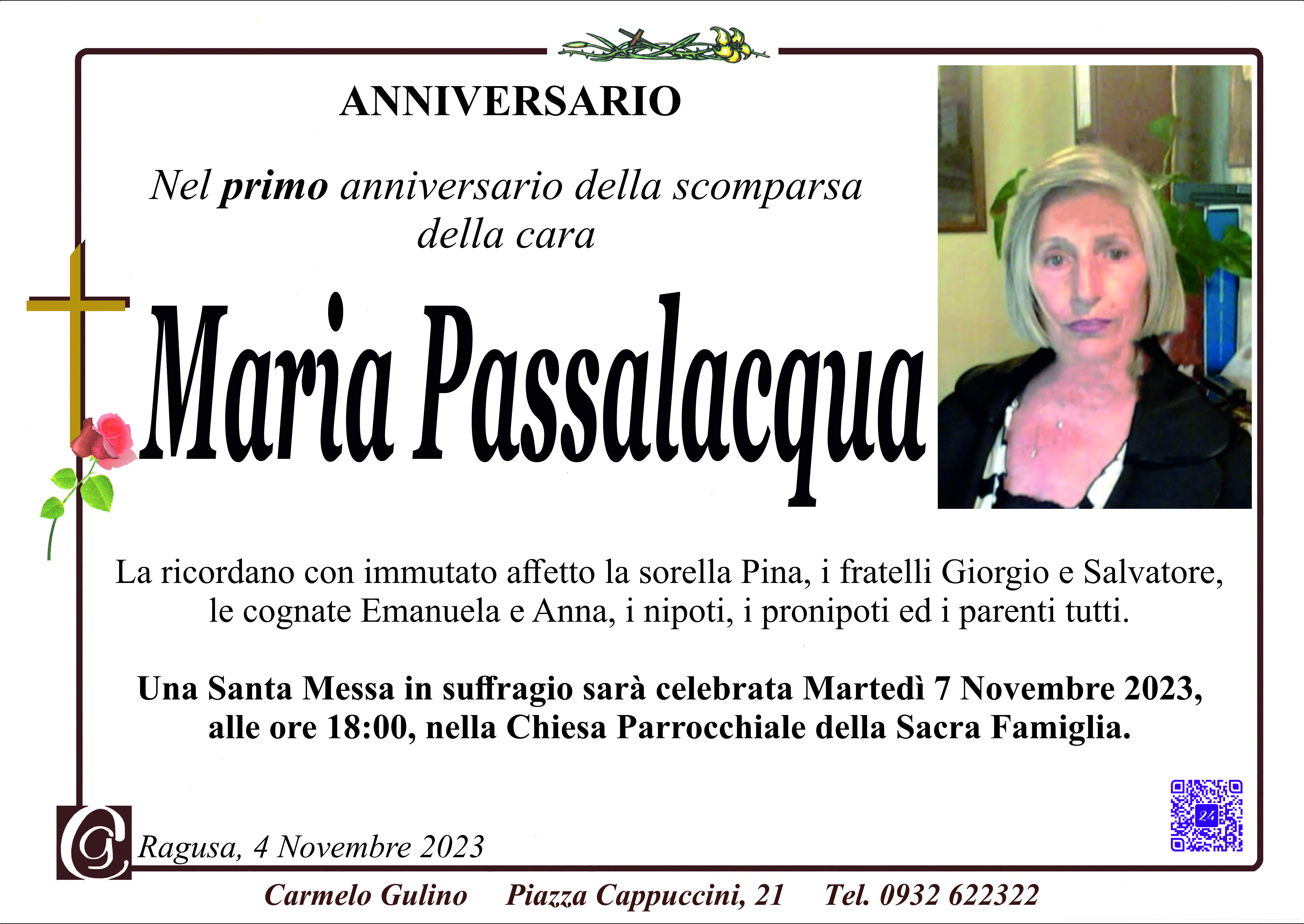 Necrologi, anniversario: Maria Passalacqua