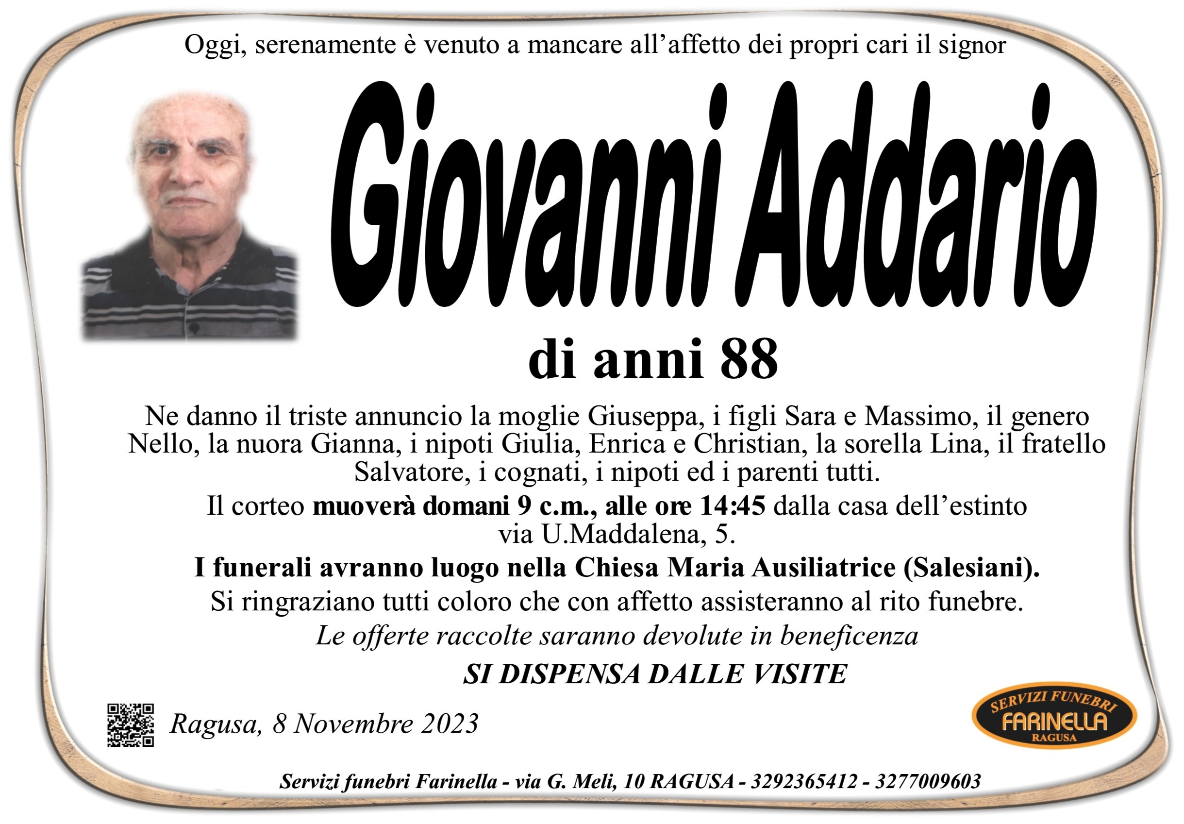 Necrologi: Giovanni Addario