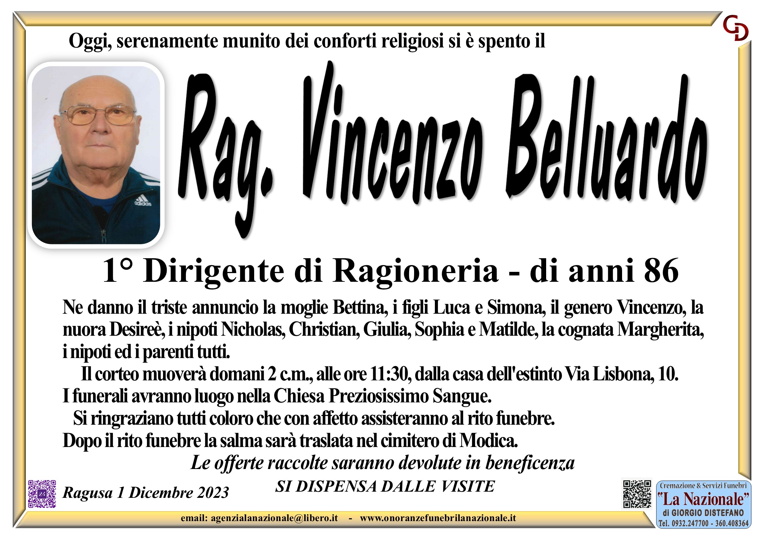 Necrologi: Vincenzo Belluardo
