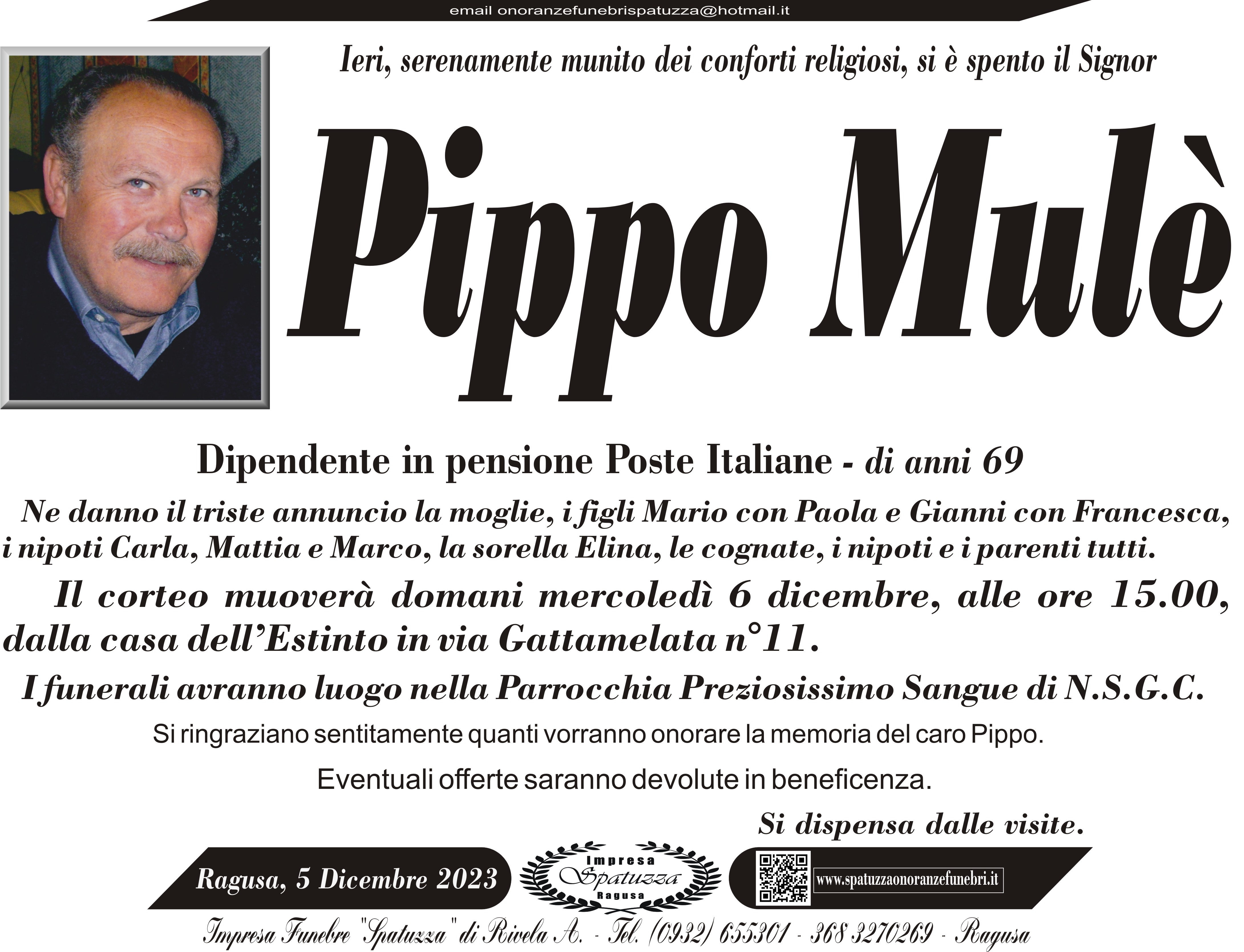 Necrologi: Pippo Mulè