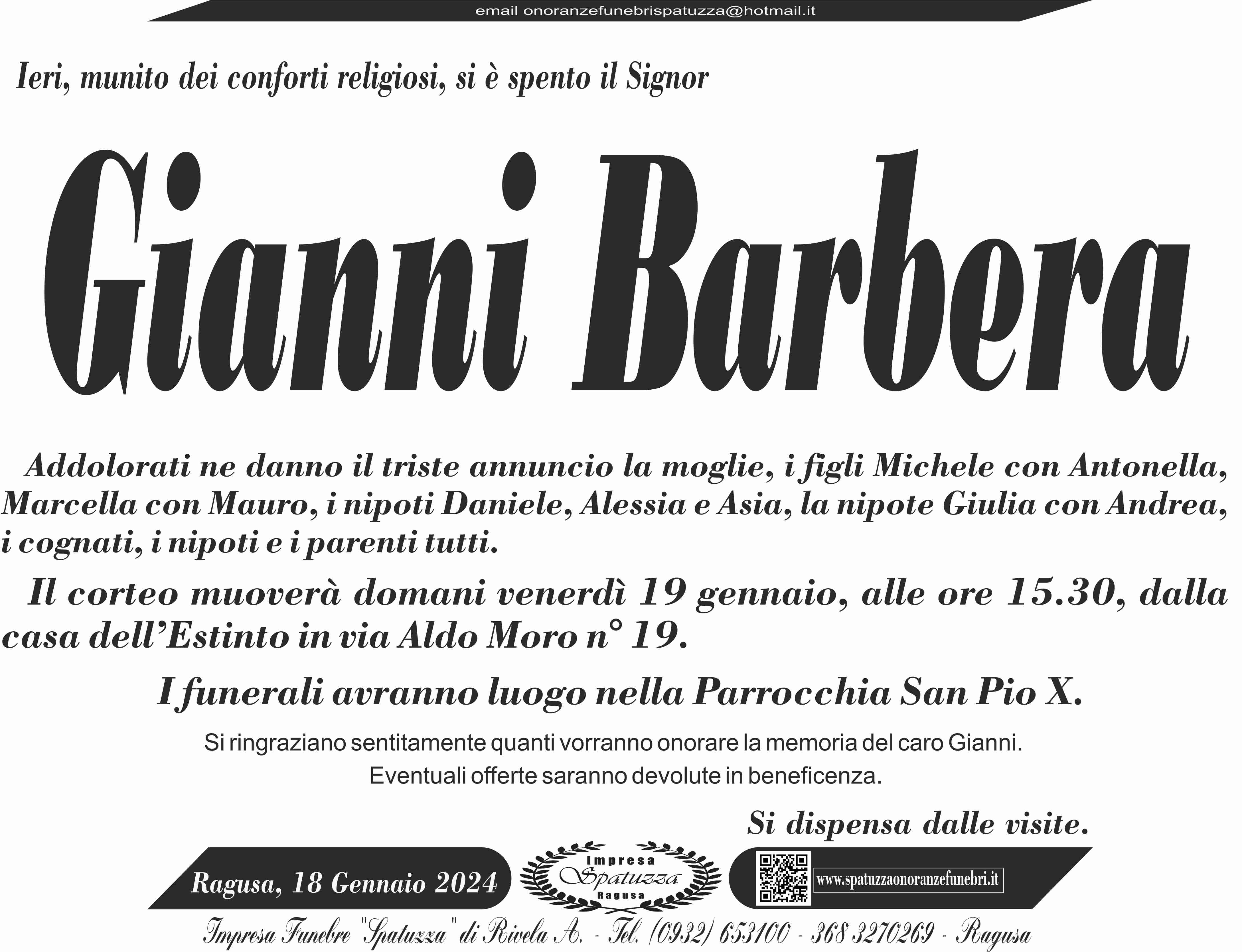Necrologi: Gianni Barbera