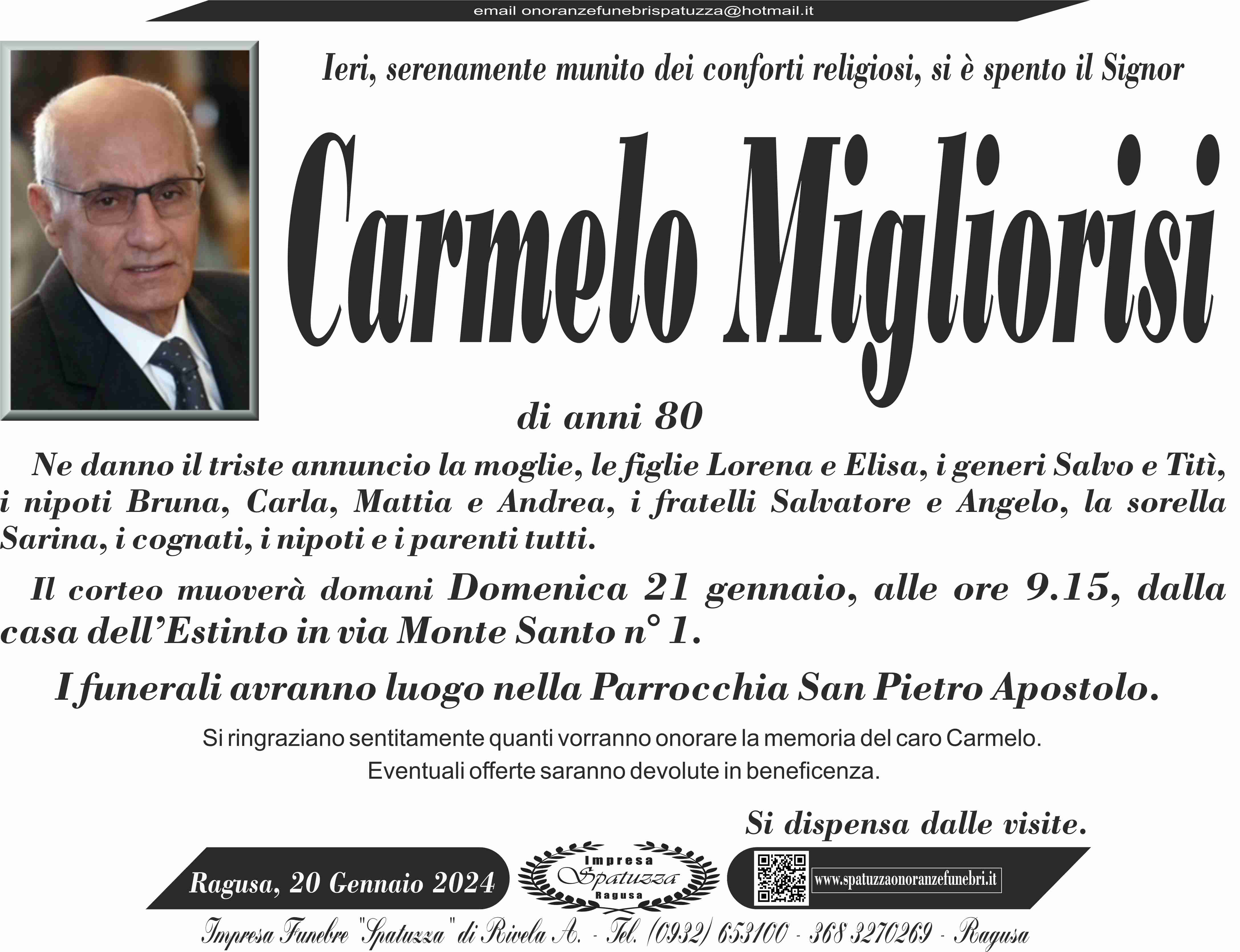 Necrologi: Carmelo Migliorisi