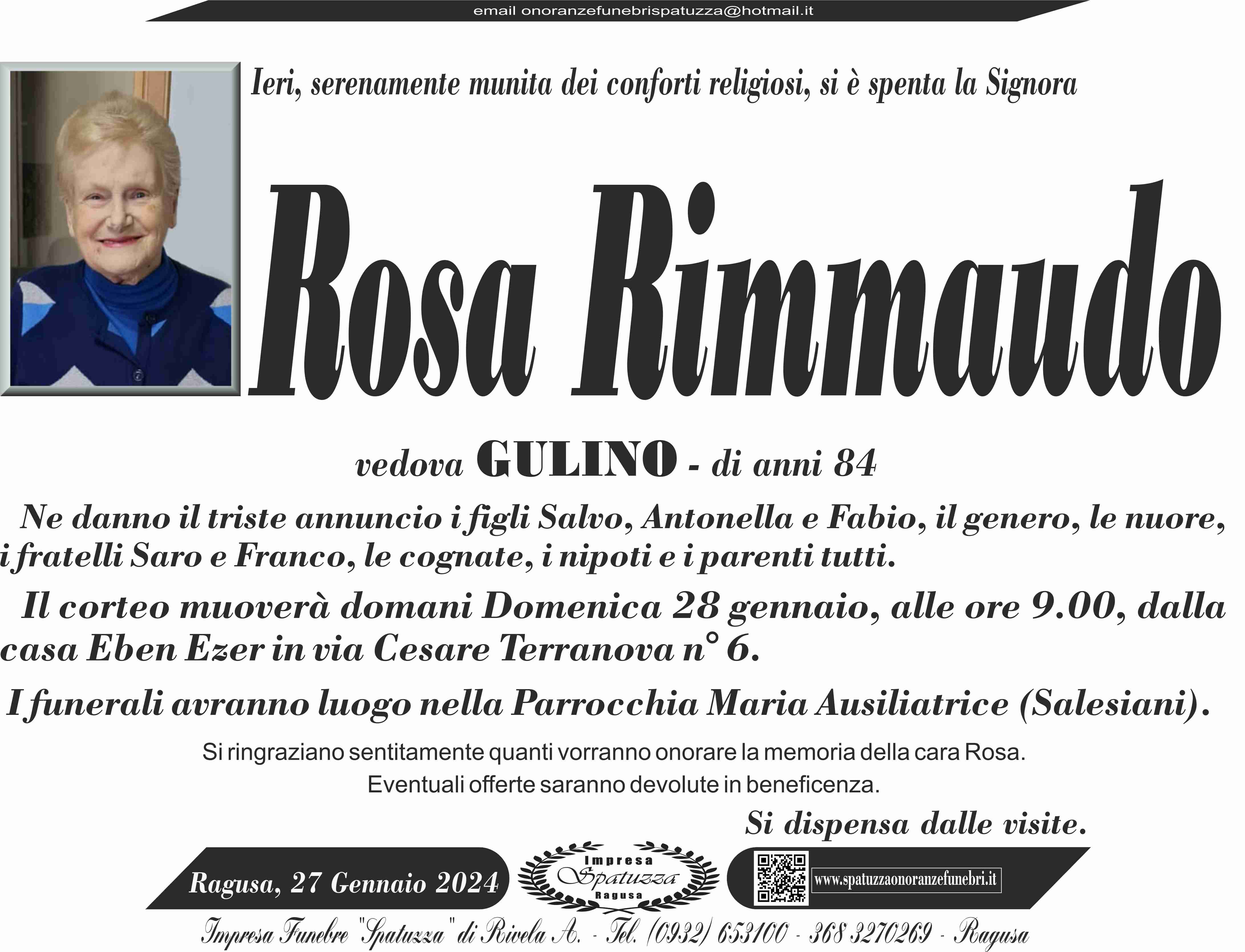 Necrologi: Rosa Rimmaudo