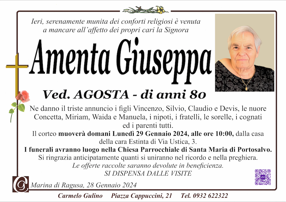 Necrologi: Giuseppa Amenta