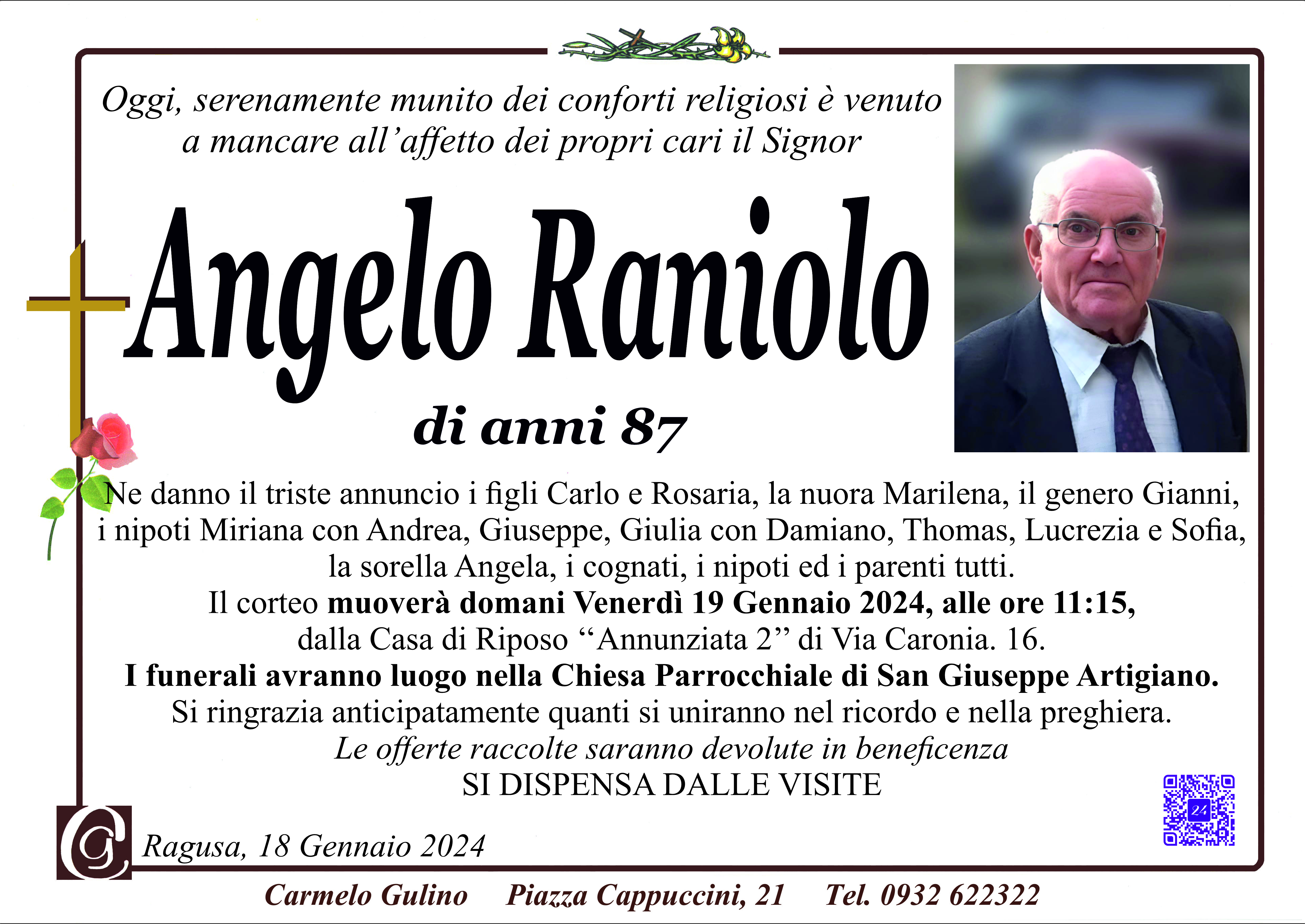 Necrologi: Angelo Raniolo