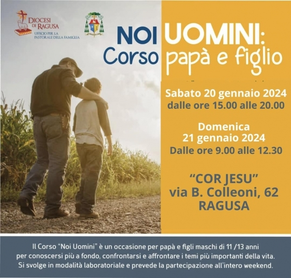 Legami affettivi e sviluppo sessuale: per la prima volta in Sicilia, a Ragusa, il corso “Noi uomini”, riservato a papà e figli maschi