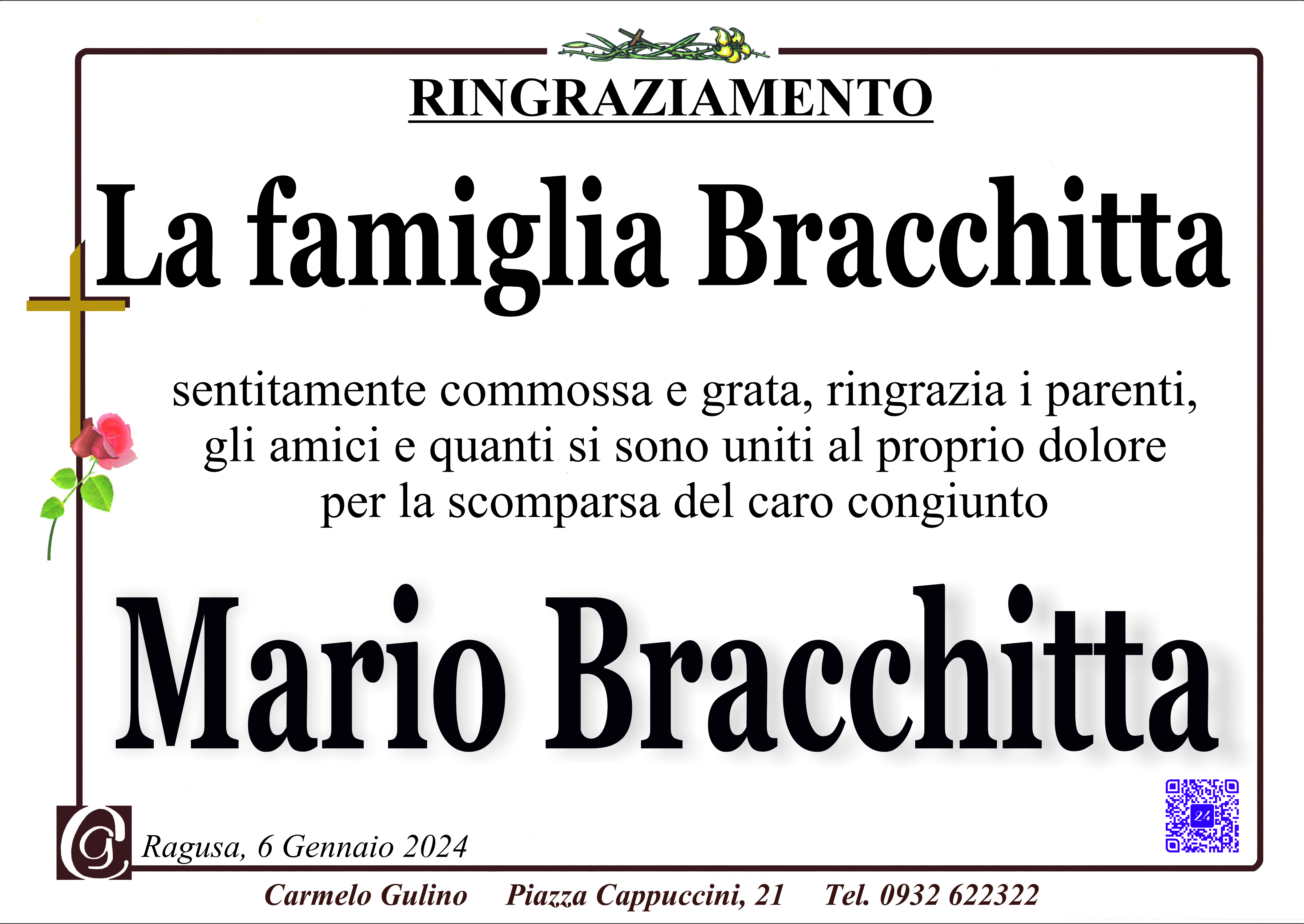 Ringraziamento famiglia Bracchitta
