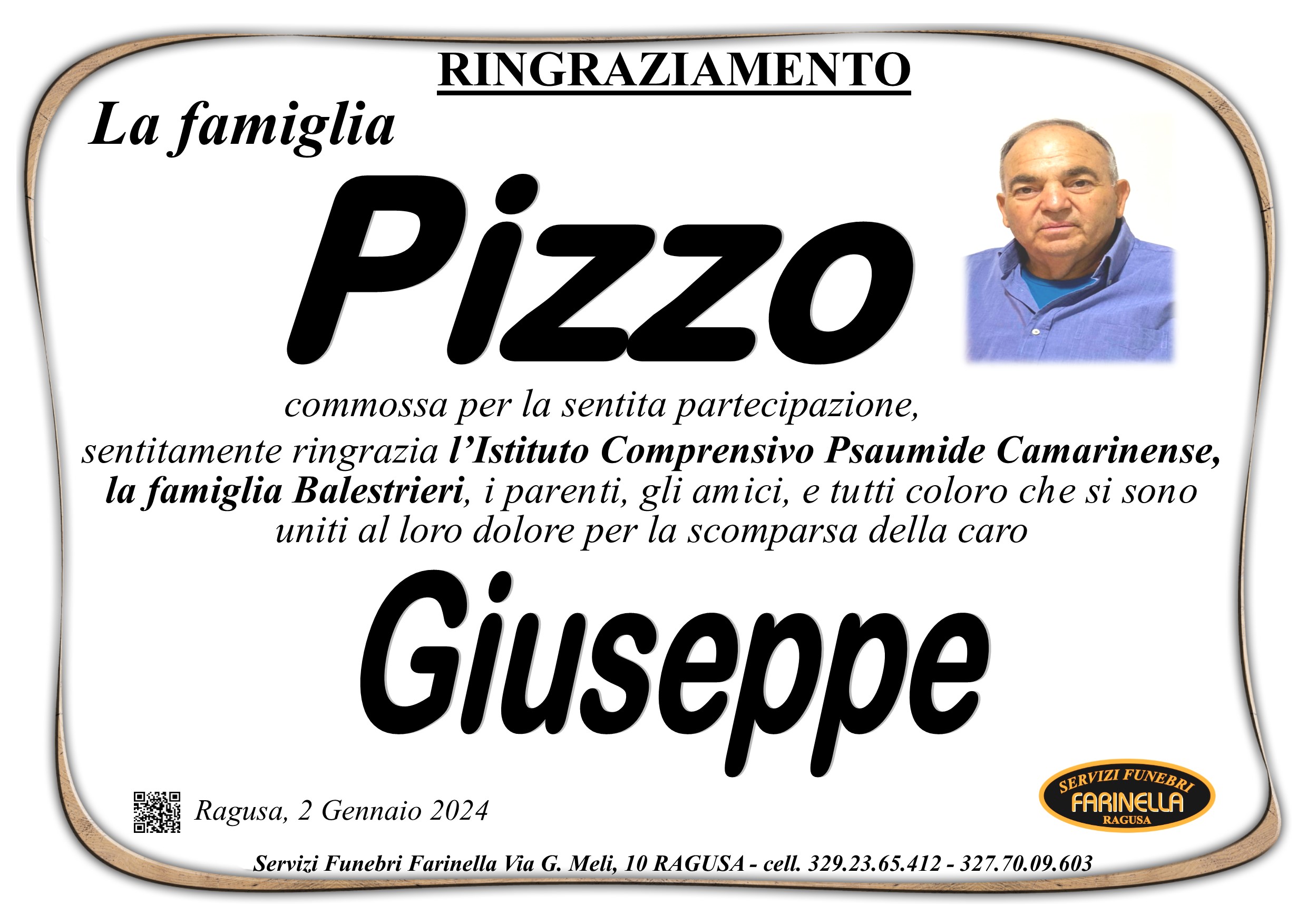 Ringraziamento famiglia Pizzo
