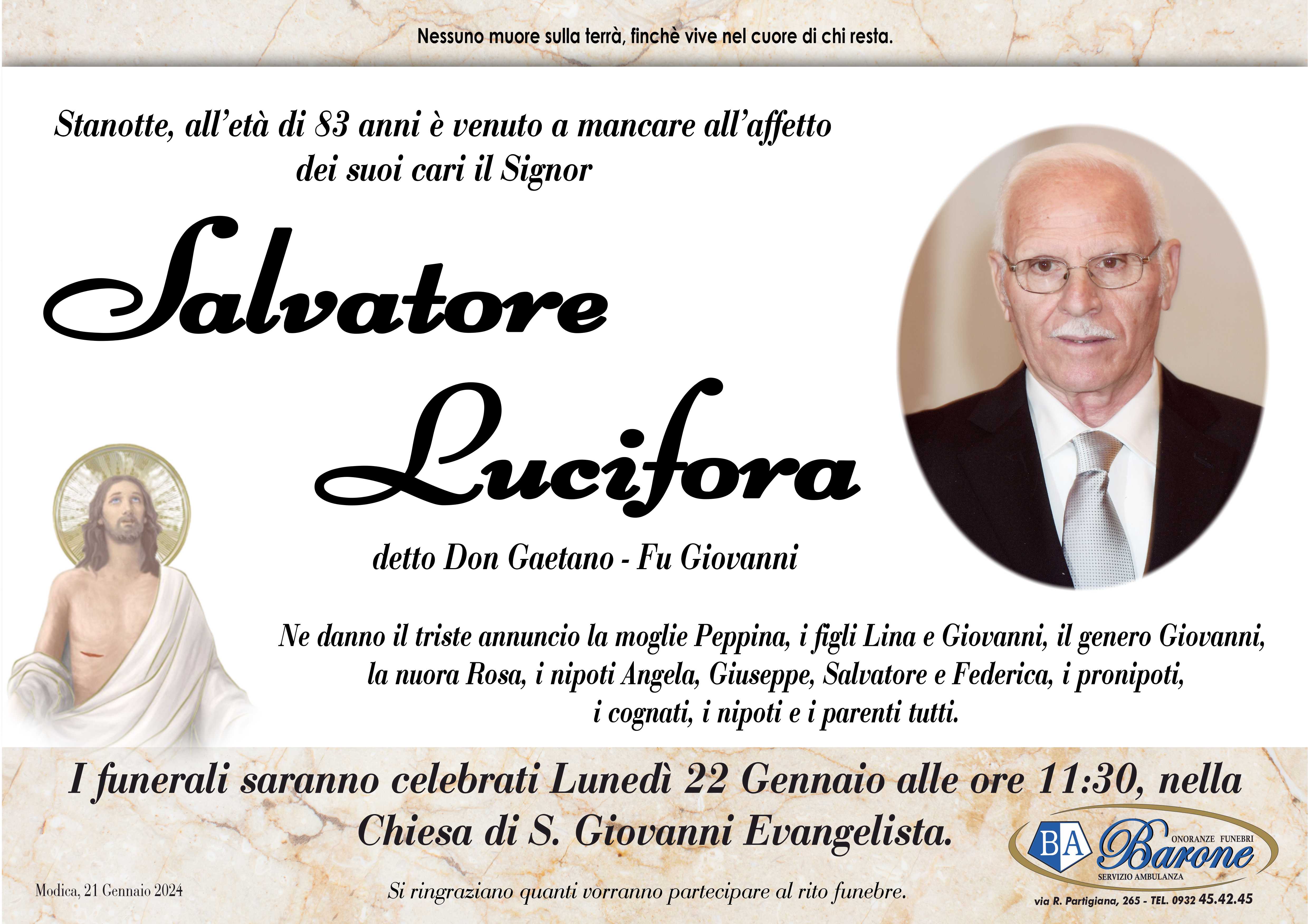 Necrologi: Salvatore Lucifora - Ragusa Oggi