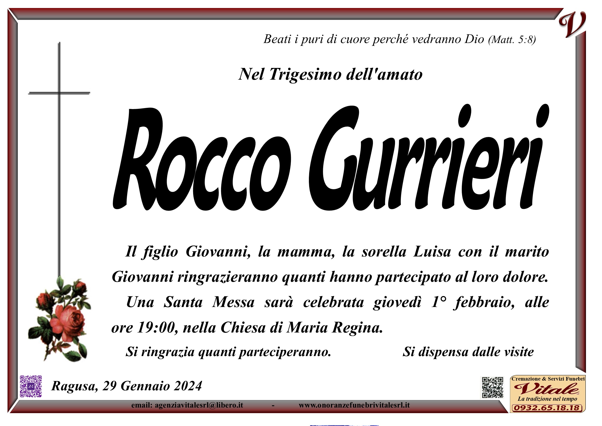Trigesimo: Rocco Gurrieri