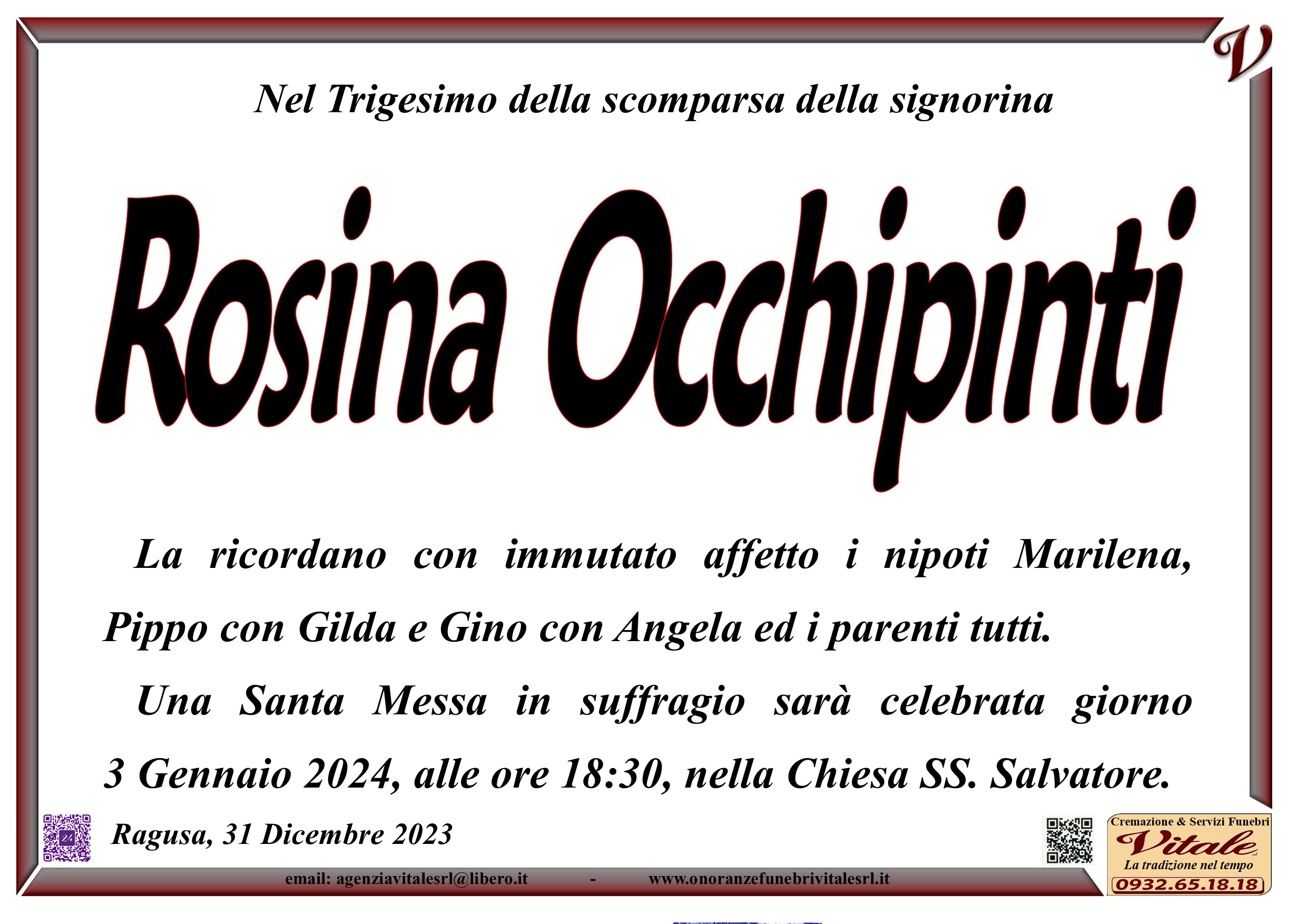 Anniversario Rosina Occhipinti