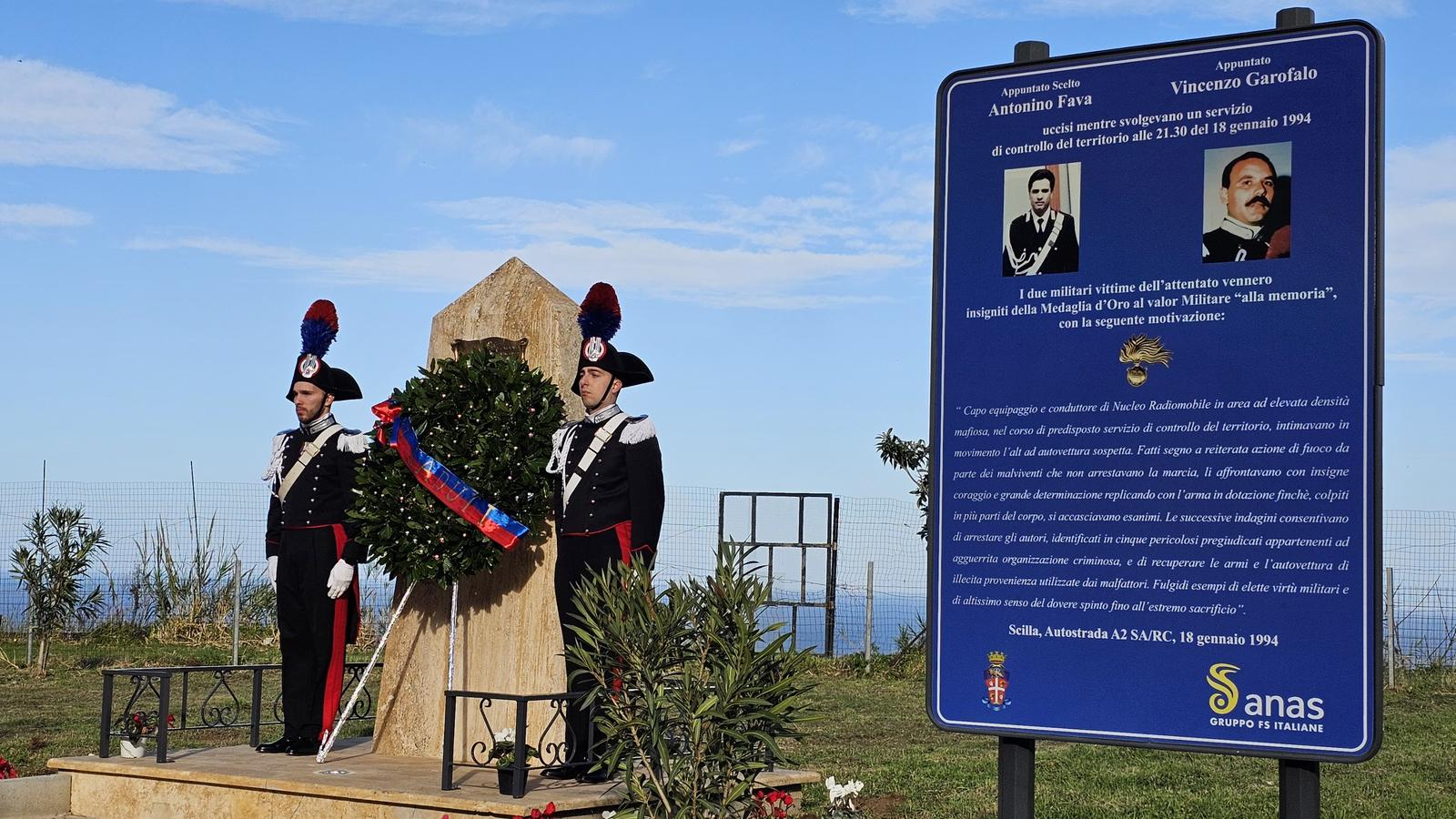 Non solo a Donnalucata. I carabinieri Vincenzo Garofalo ed Antonino Fava ricordati anche nel luogo dell’attentato del 1994, in Calabria