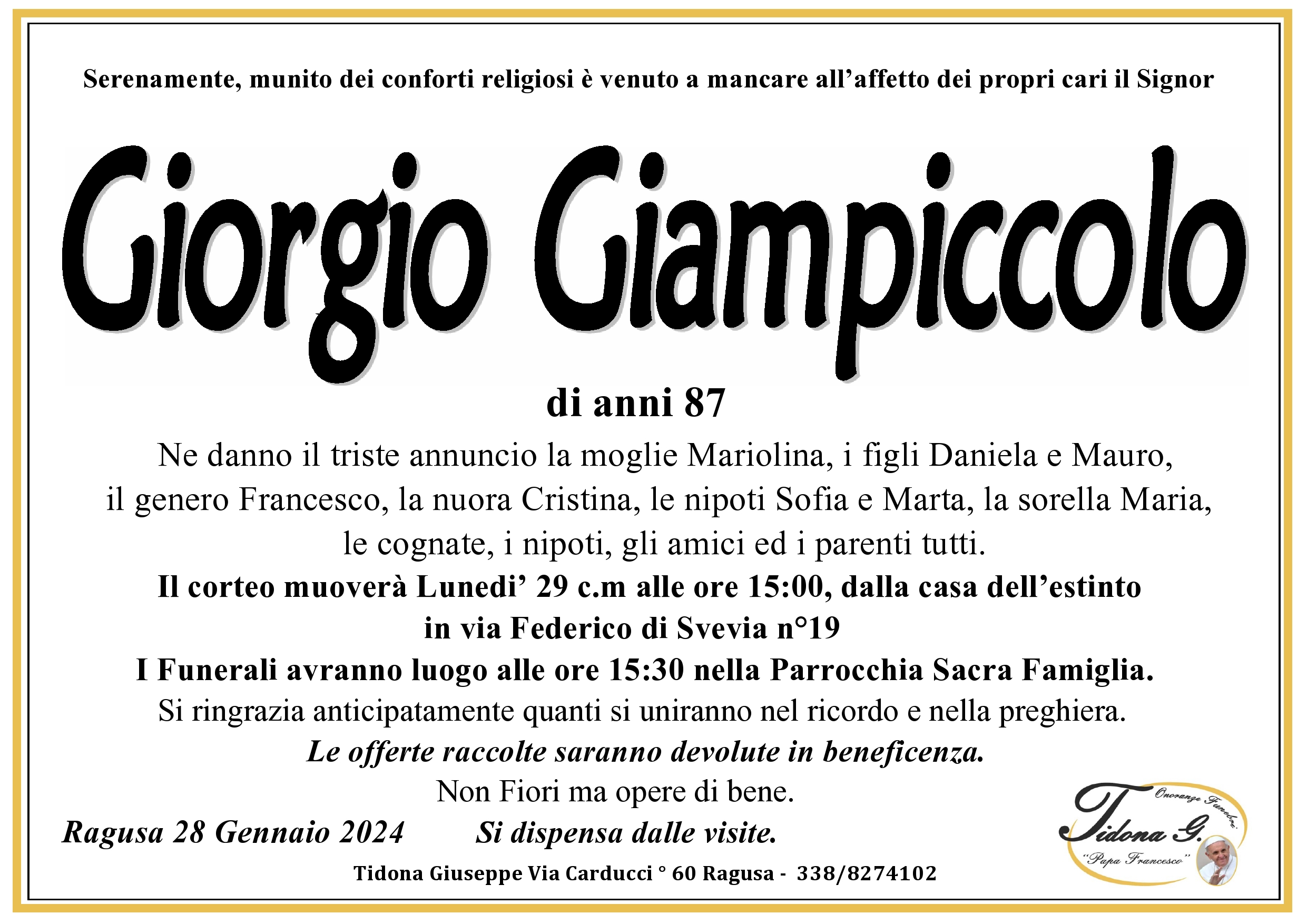 Necrologi: Giorgio Giampiccolo