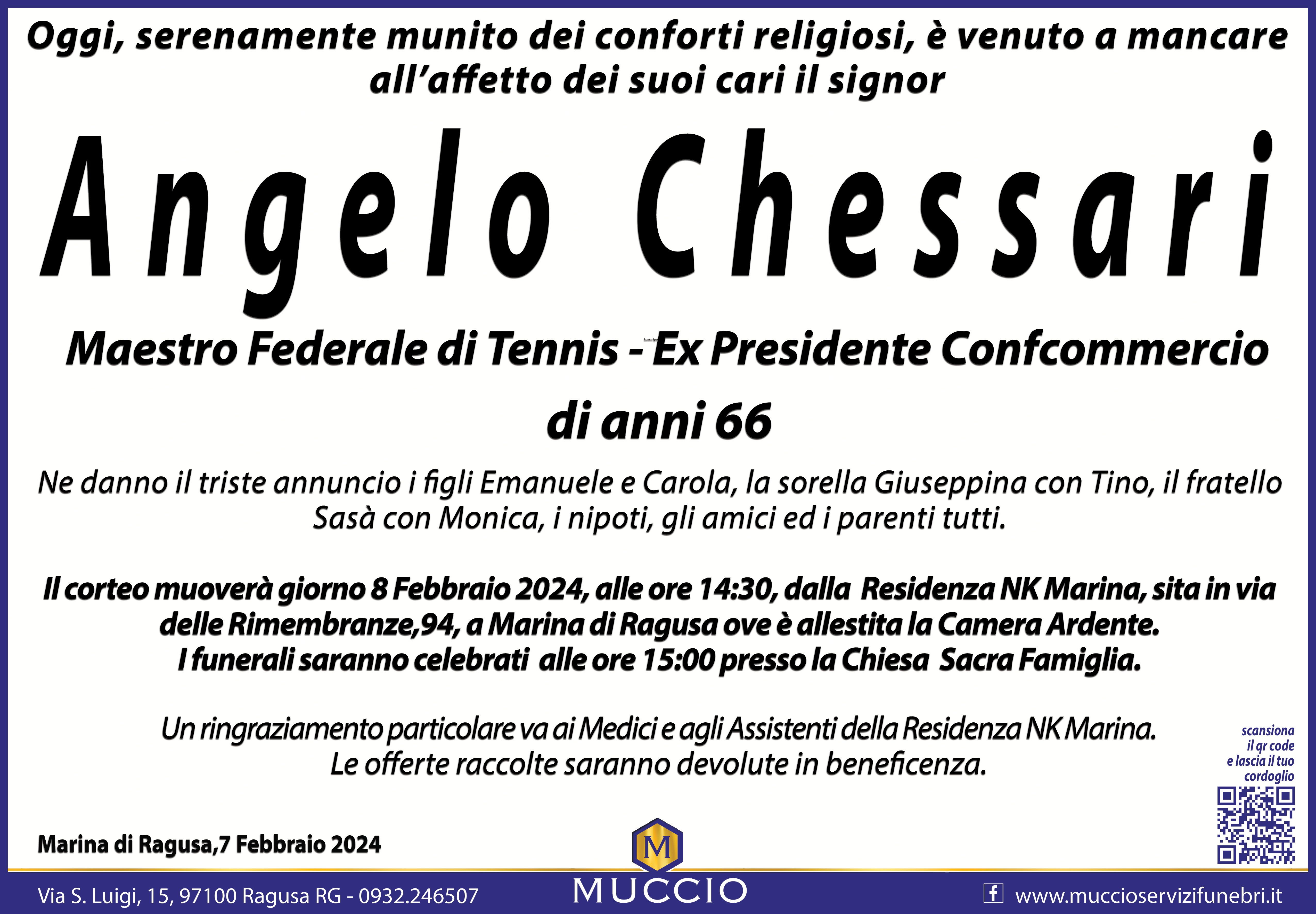 Necrologi: Angelo Chessari