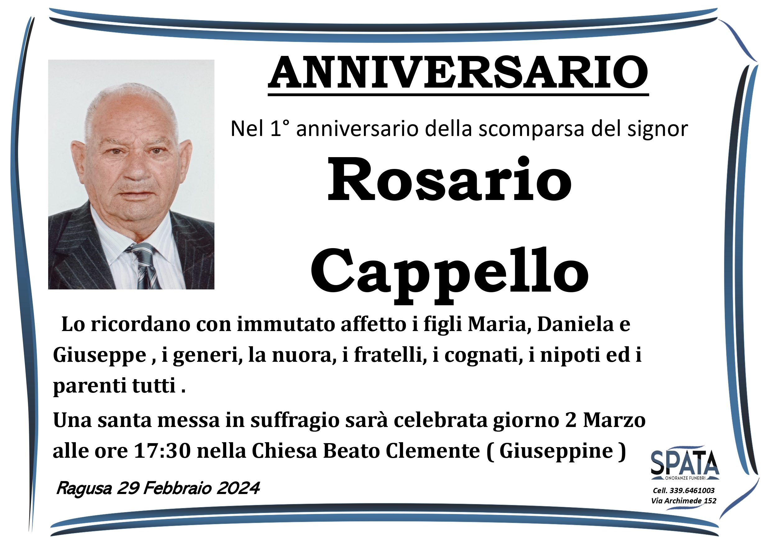 Anniversario Rosario Cappello
