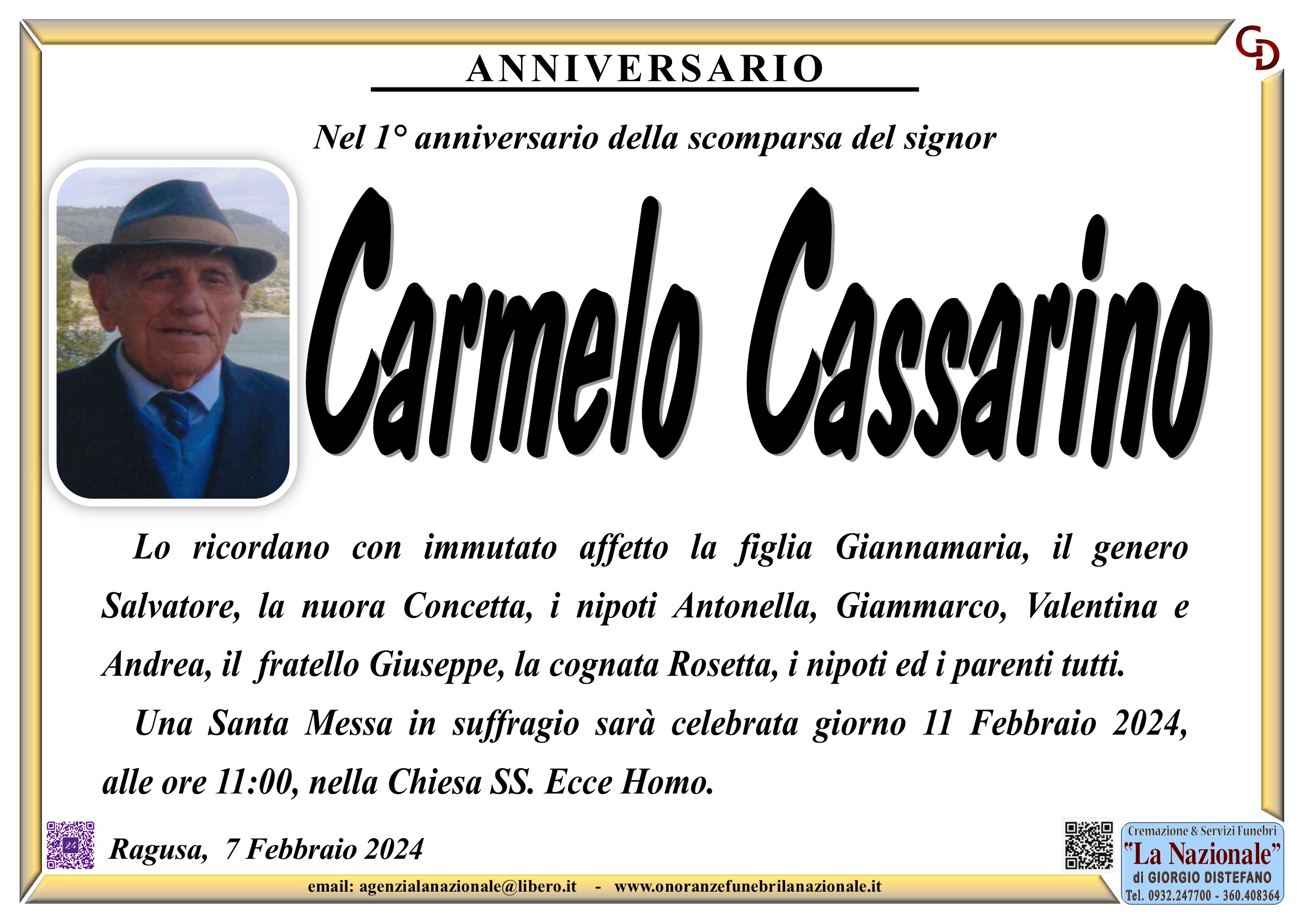 Anniversario: Carmelo Cassarino