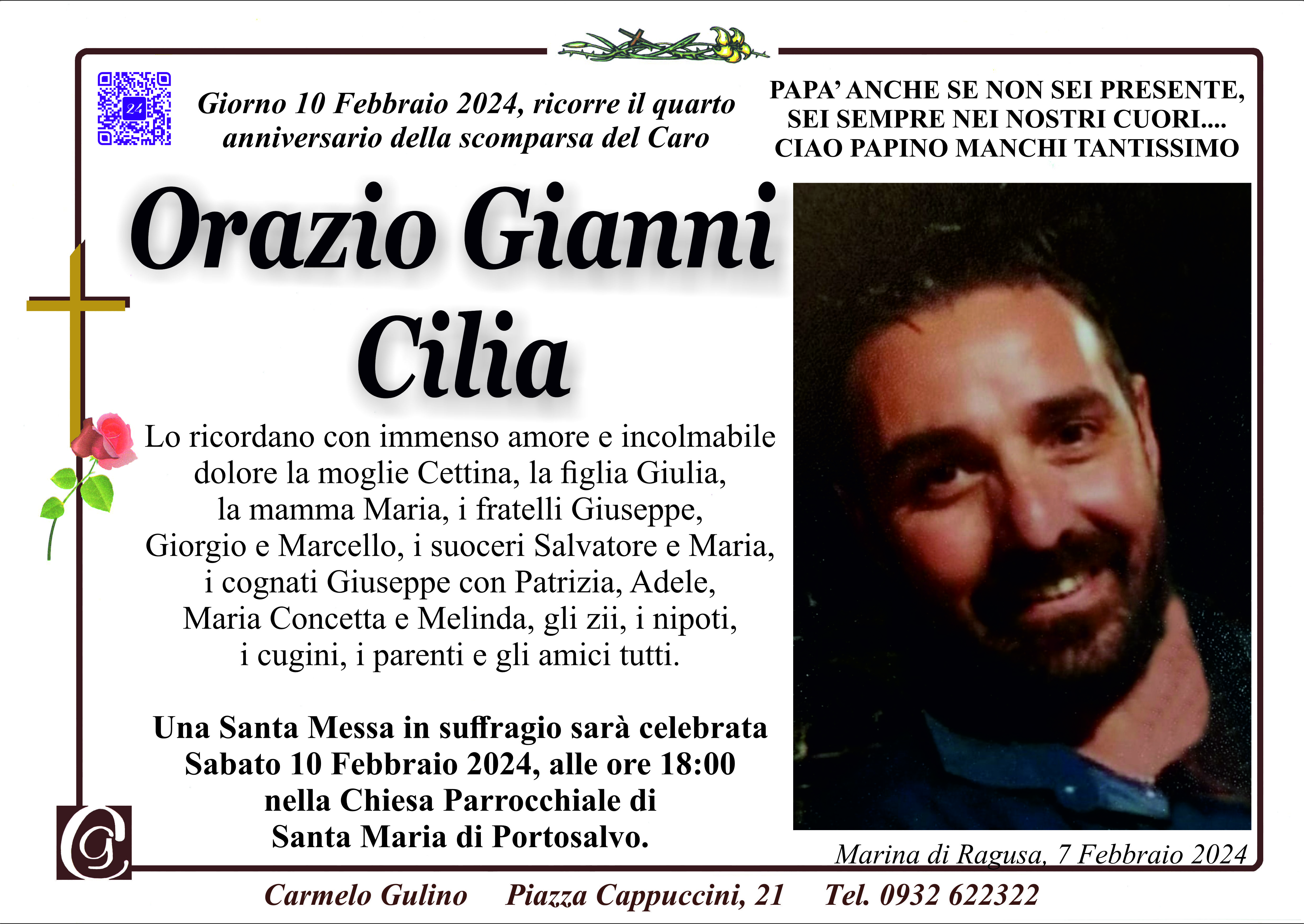 Anniversario: Orazio Gianni Cilia