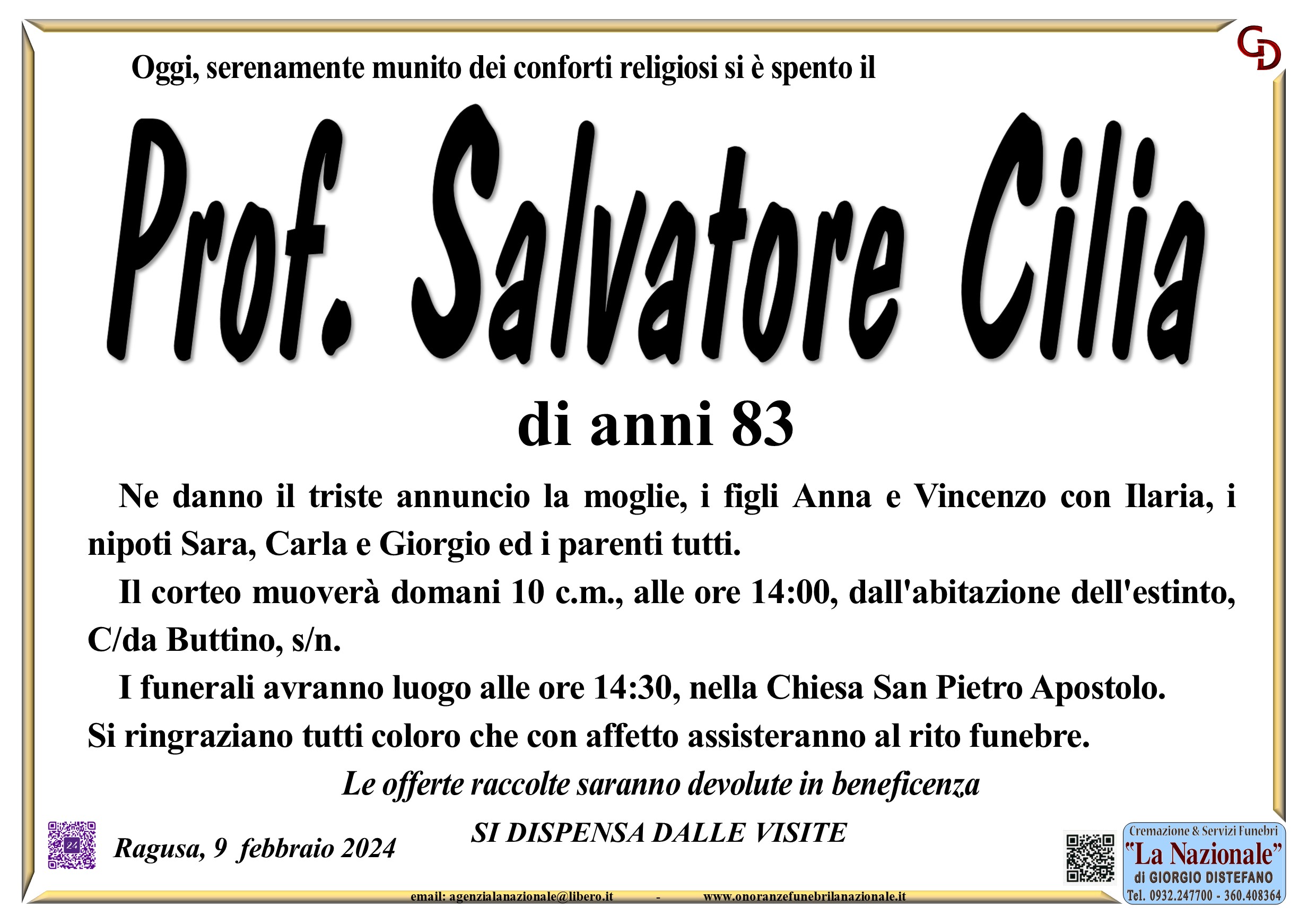 Necrologi: Salvatore Cilia
