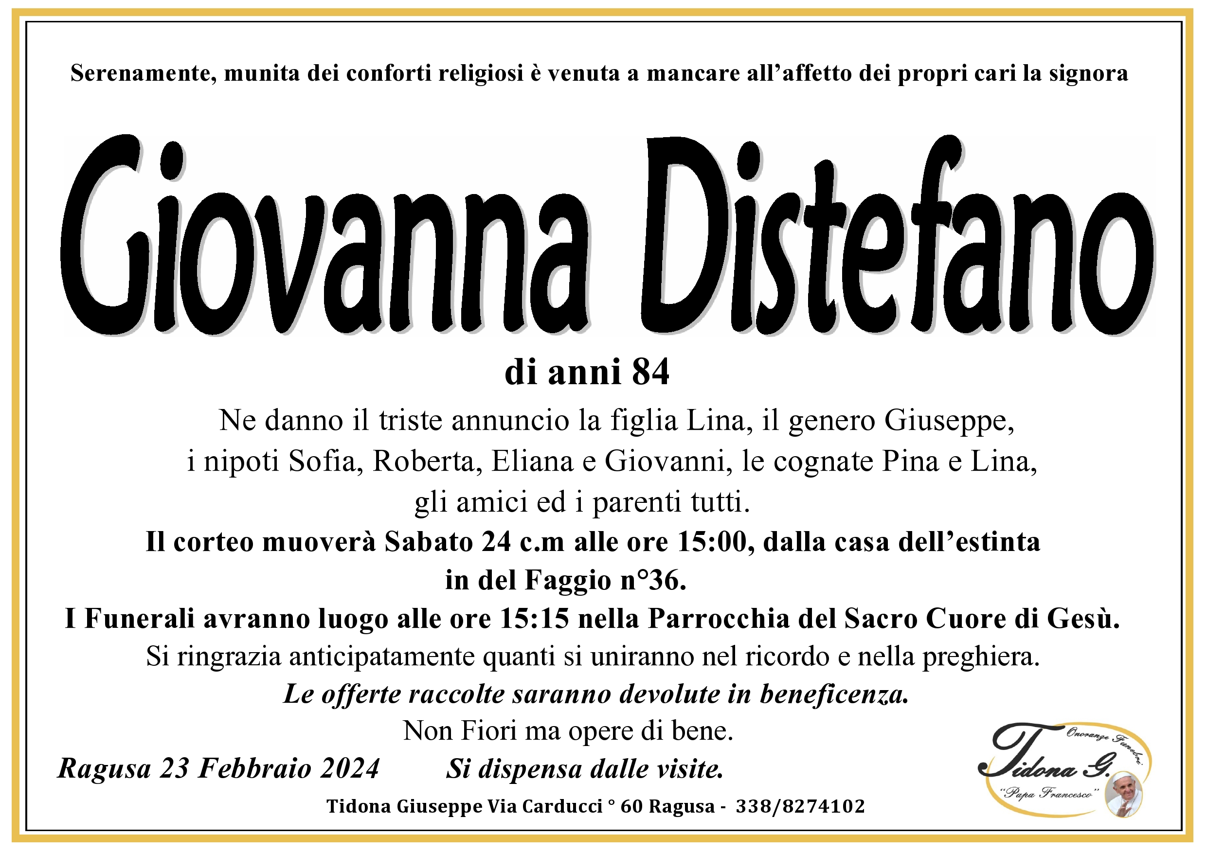 Necrologi: Giovanna Distefano