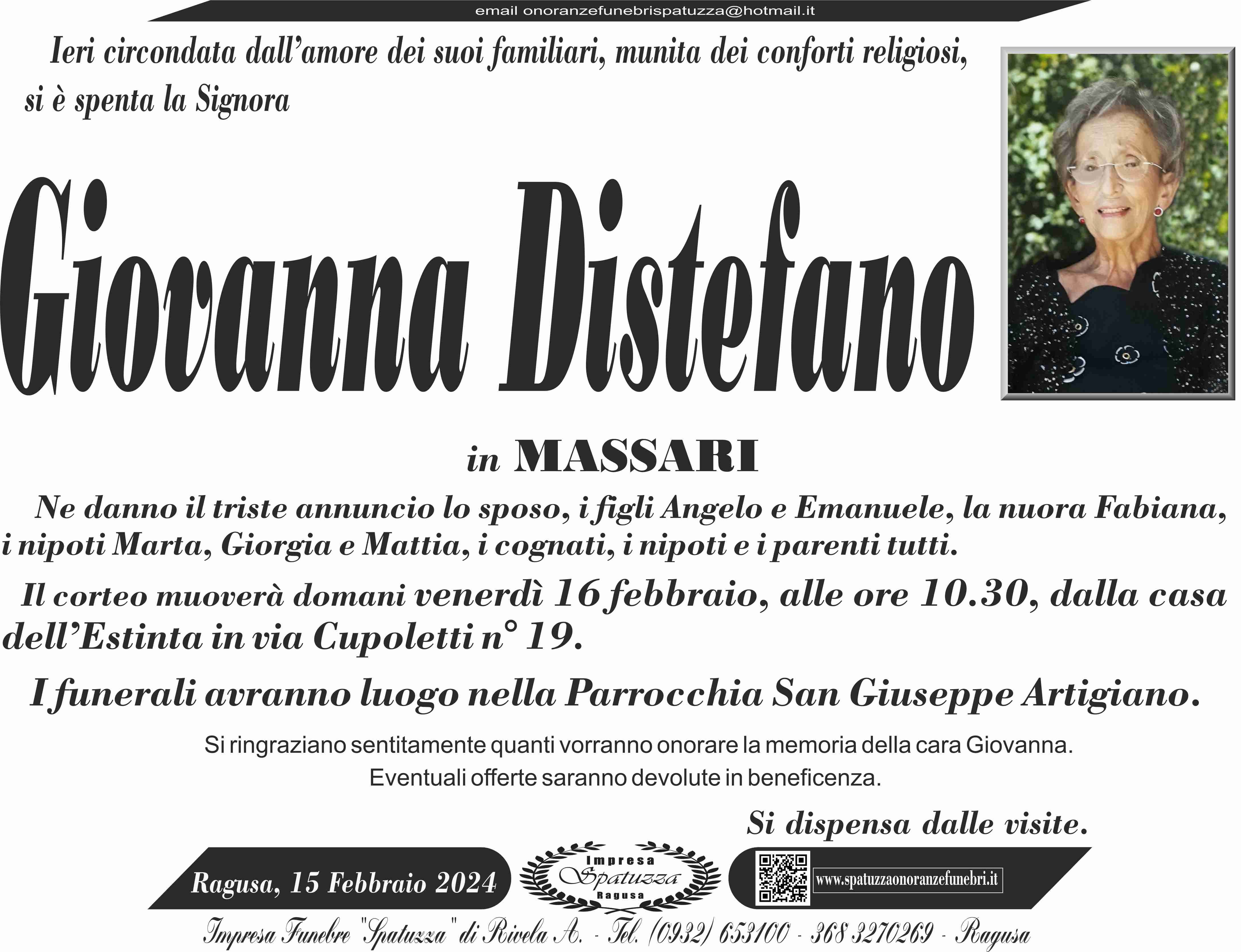 Necrologi: Giovanna Distefano