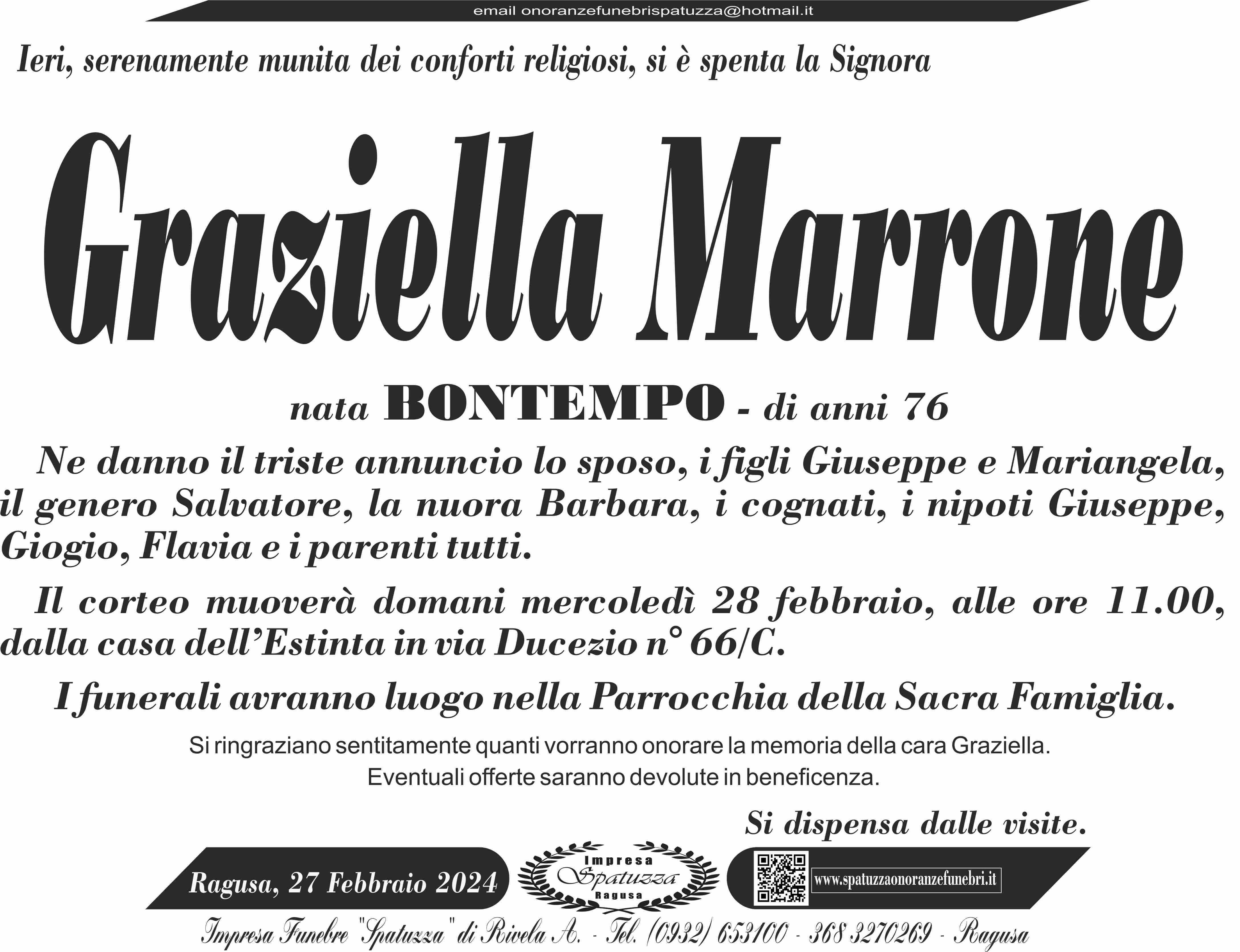 Necrologi: Graziella Marrone