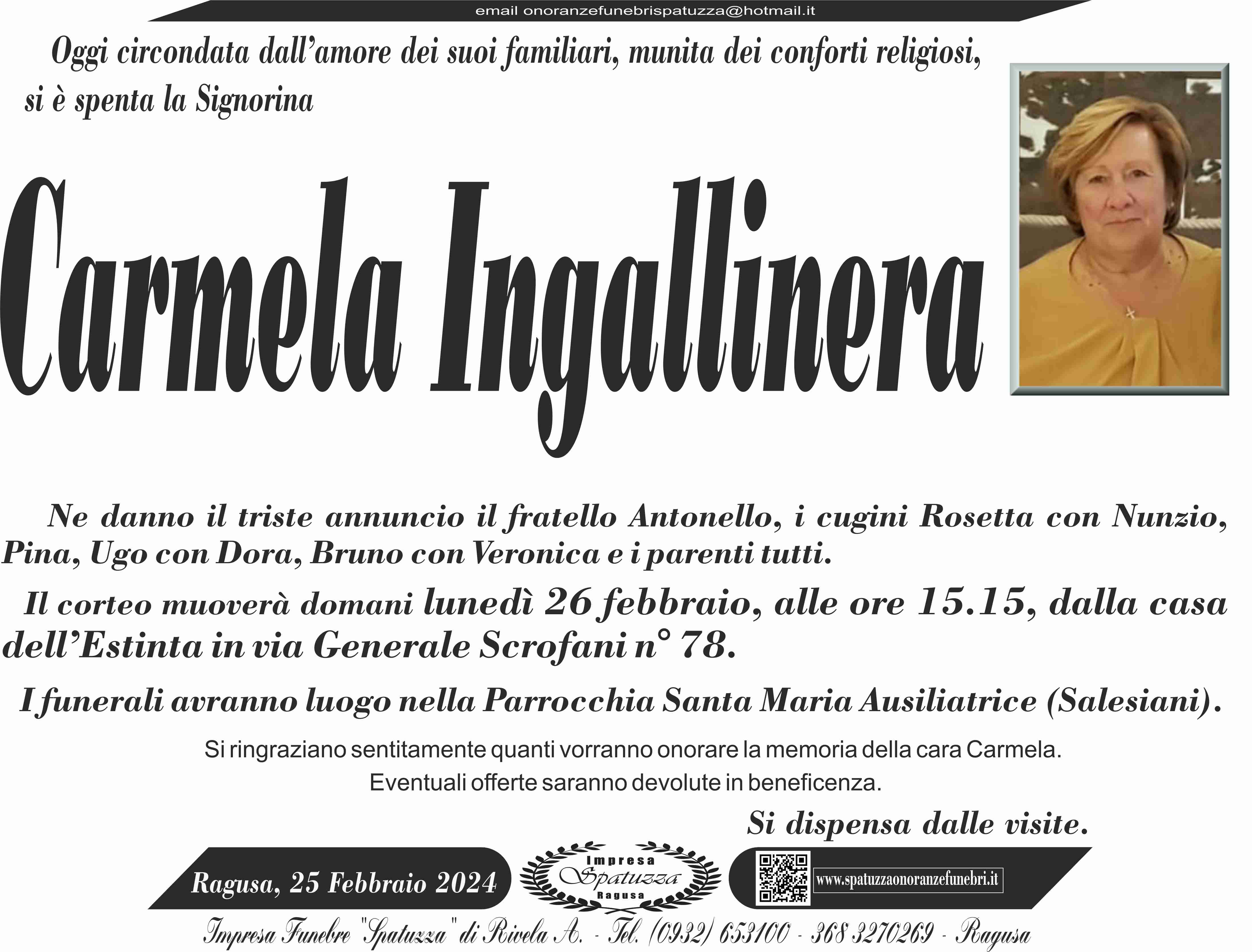 Necrologi: Carmela Ingallinera