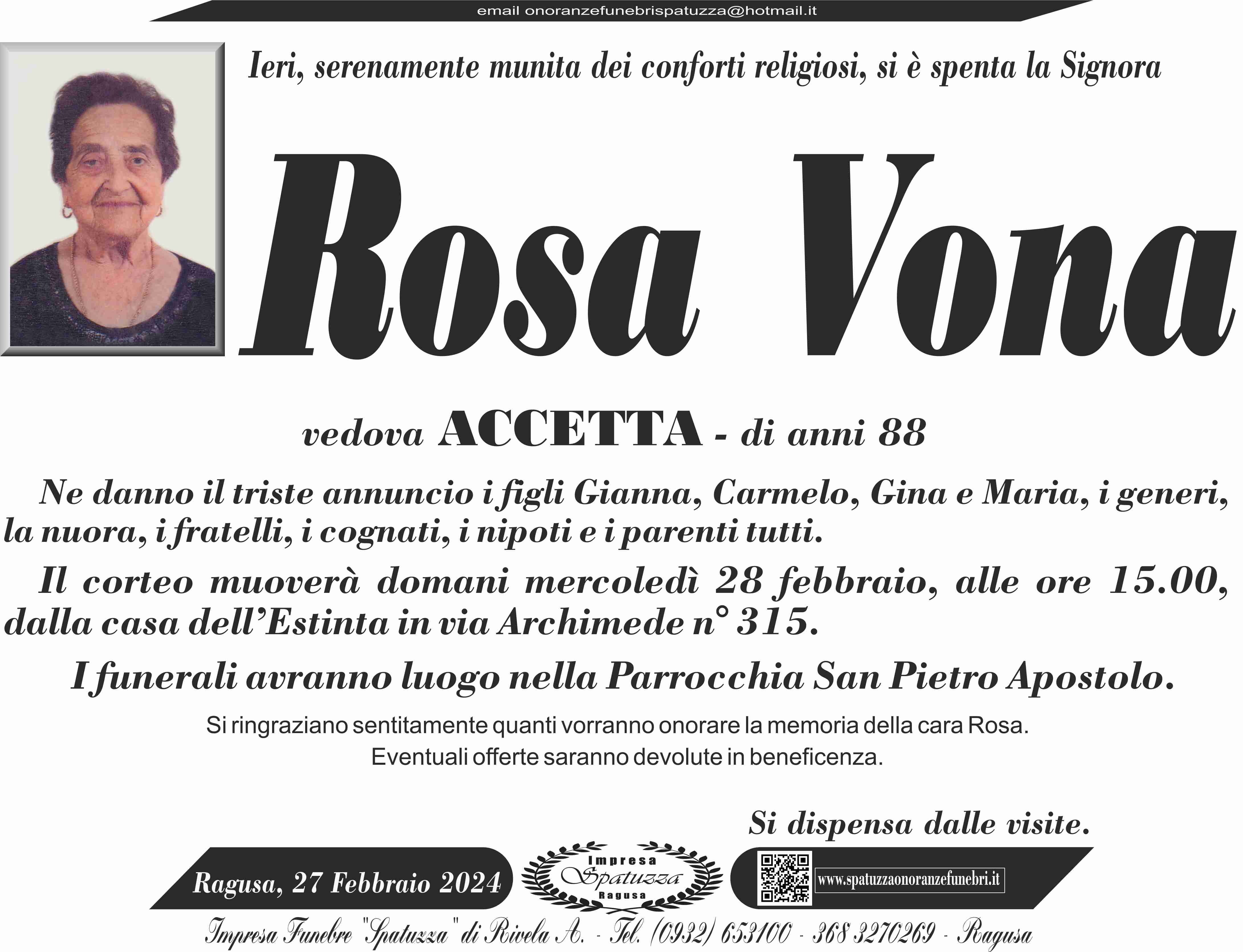 Necrologi: Rosa Vona