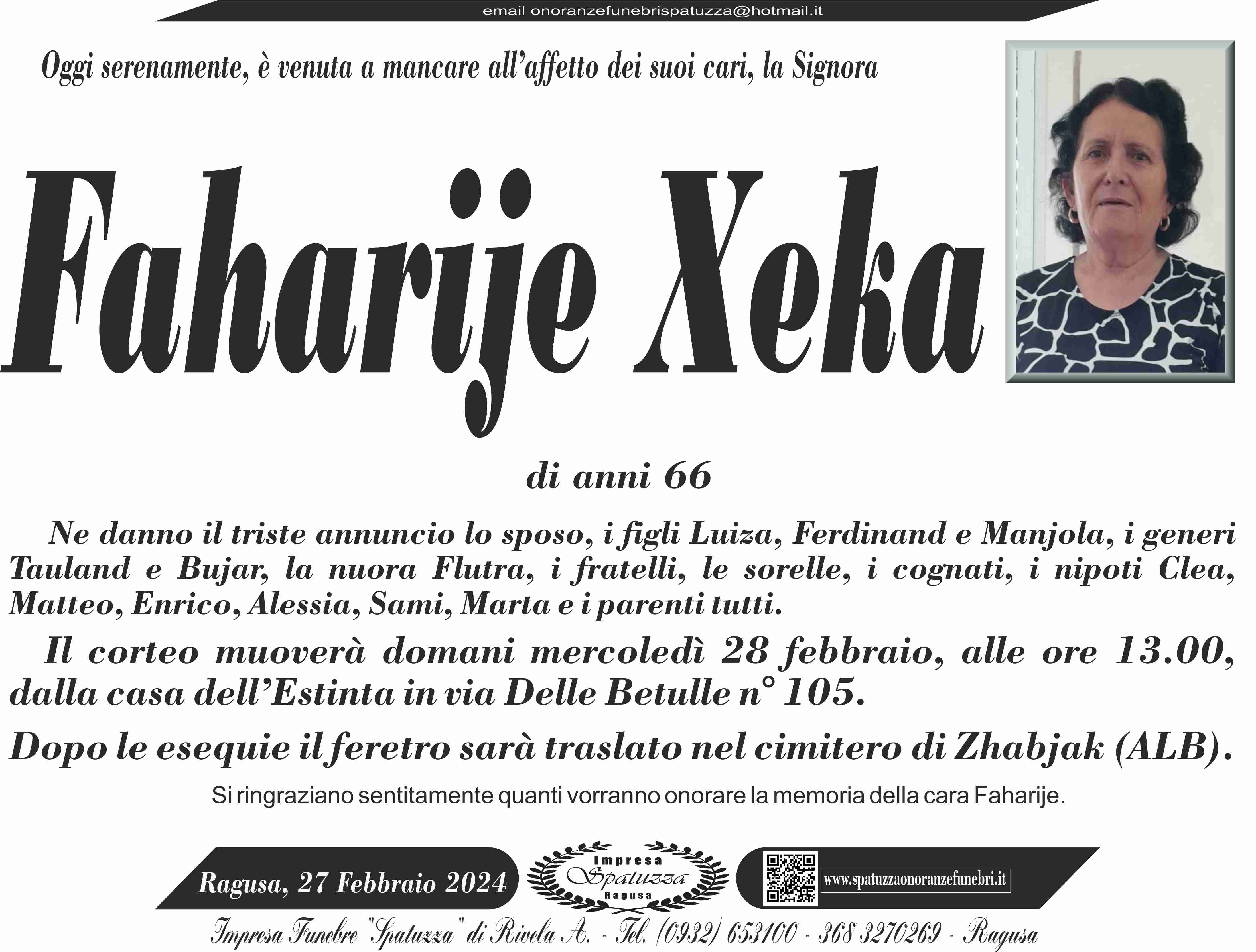 Necrologi: Faharije Xeka