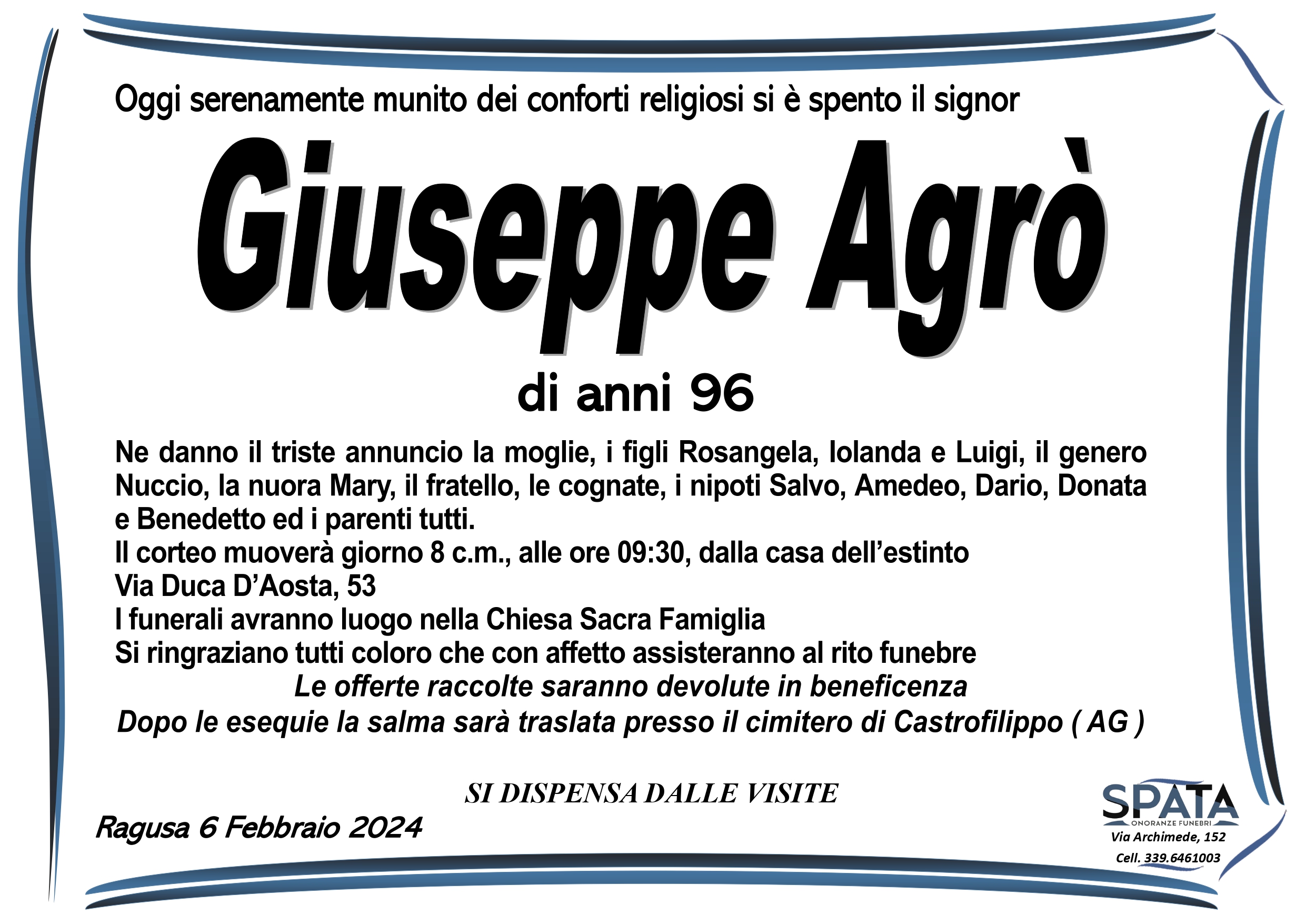 Necrologi: Giuseppe Agrò