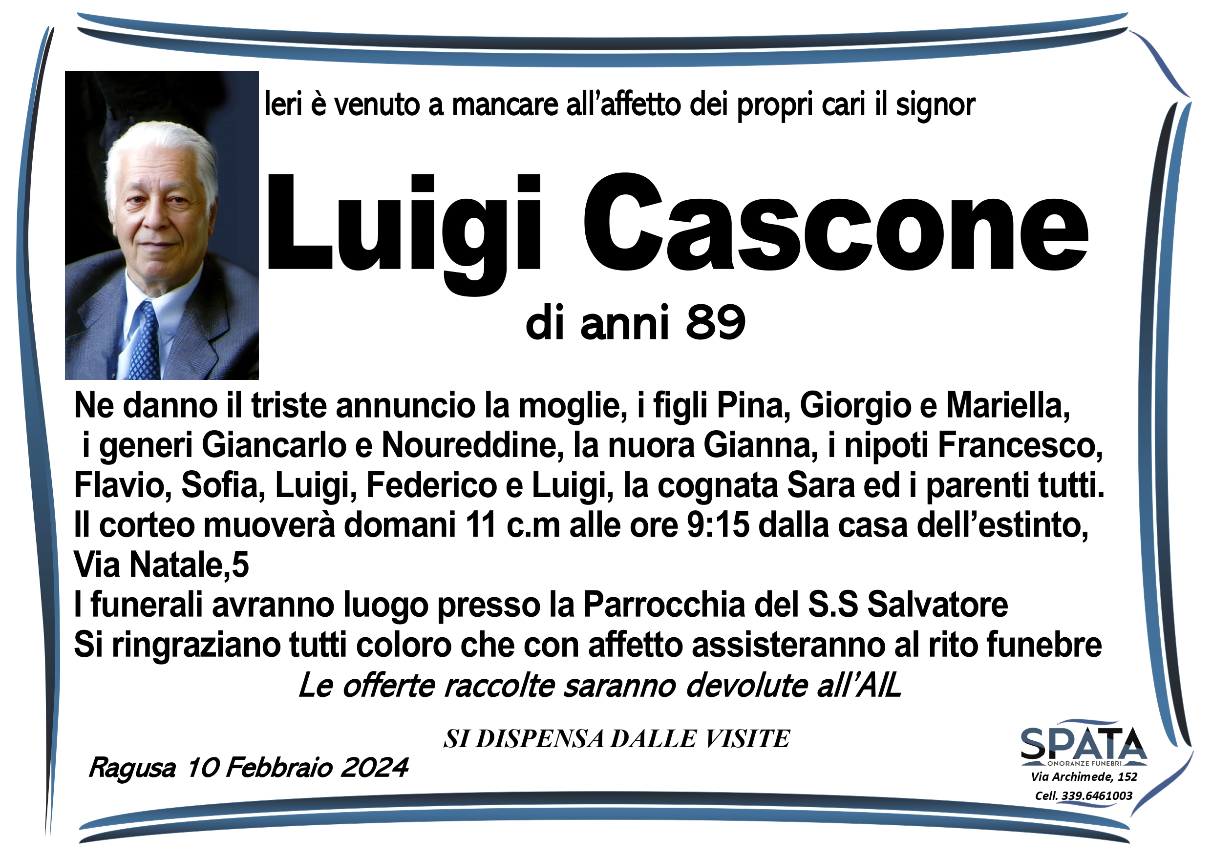Necrologi: Luigi Cascone