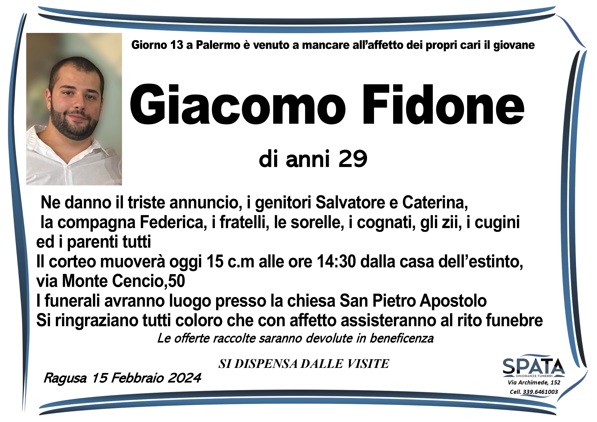 Necrologi: Giacomo Fidone