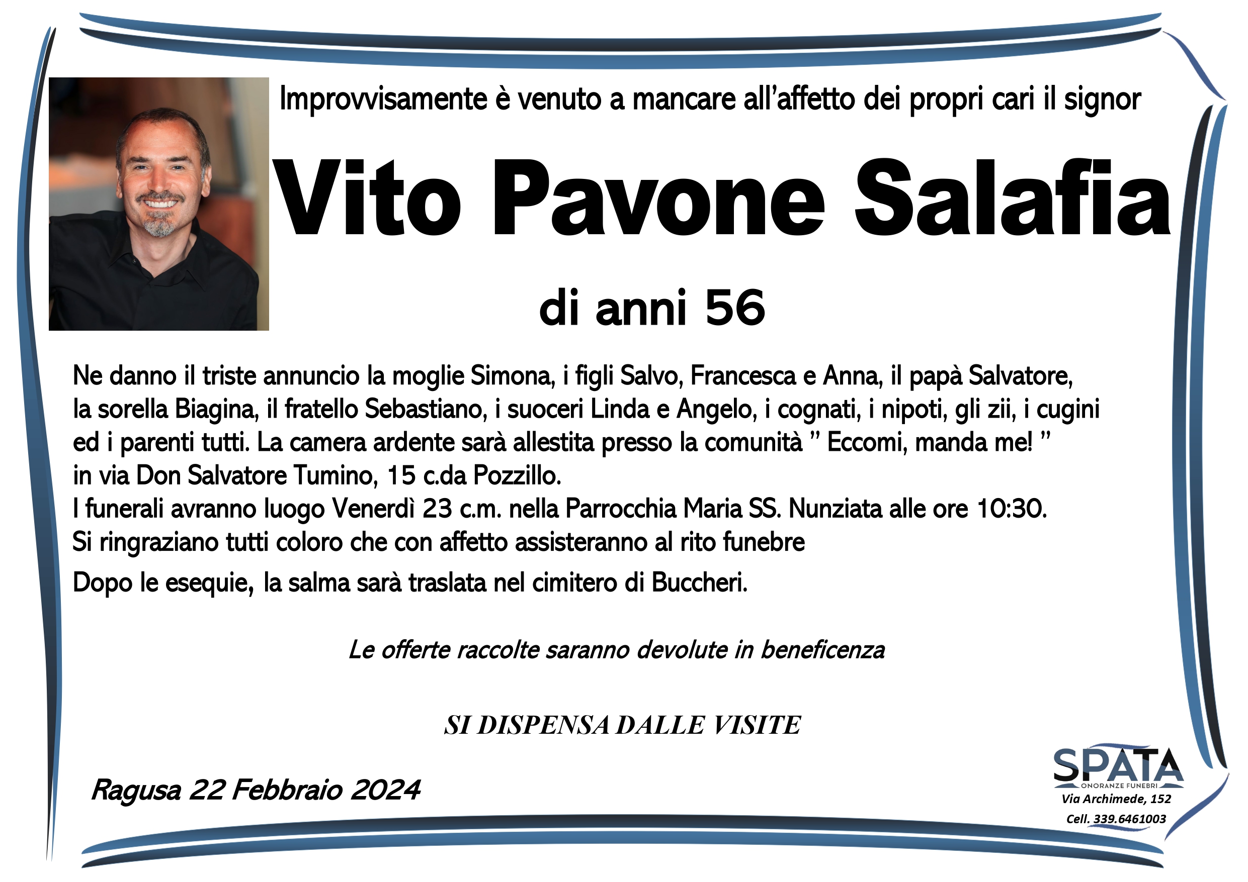 Necrologi: Vito Pavone Salafia