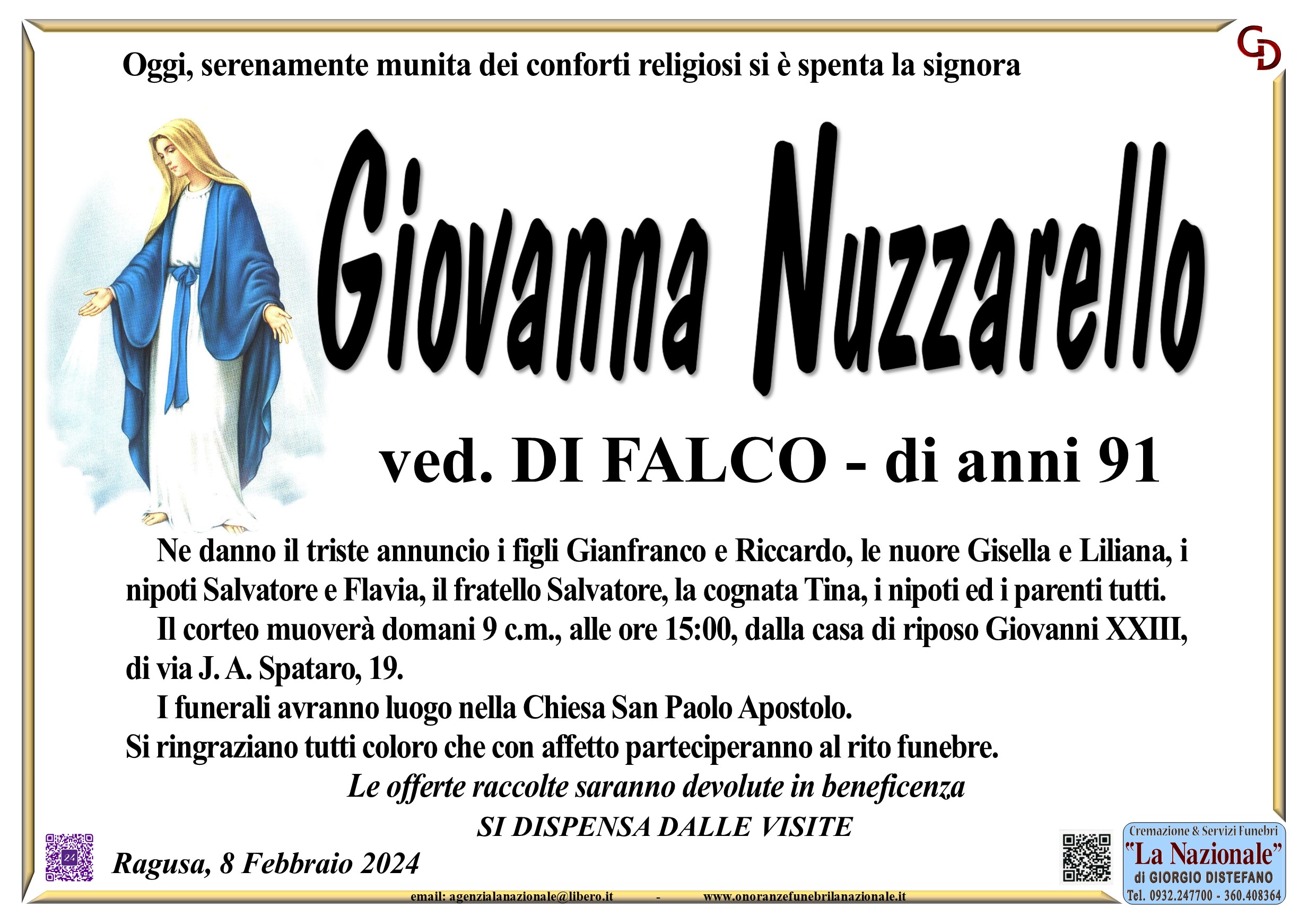 Necrologi: Giovanna Nuzzarello