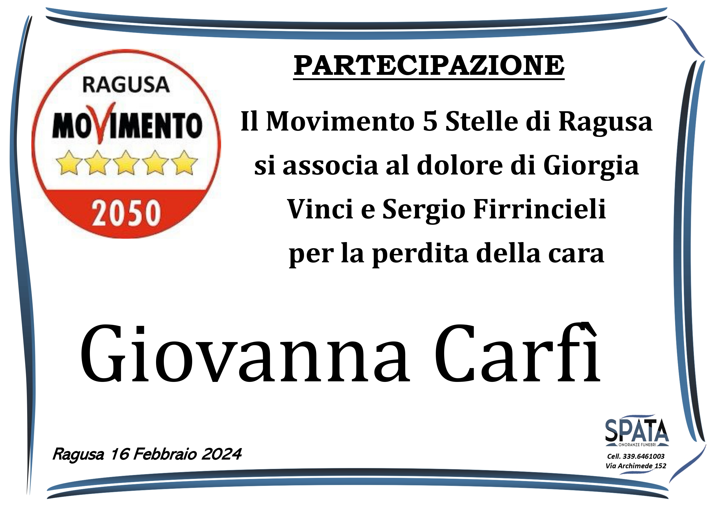 Partecipazone: Giovanna Carfì