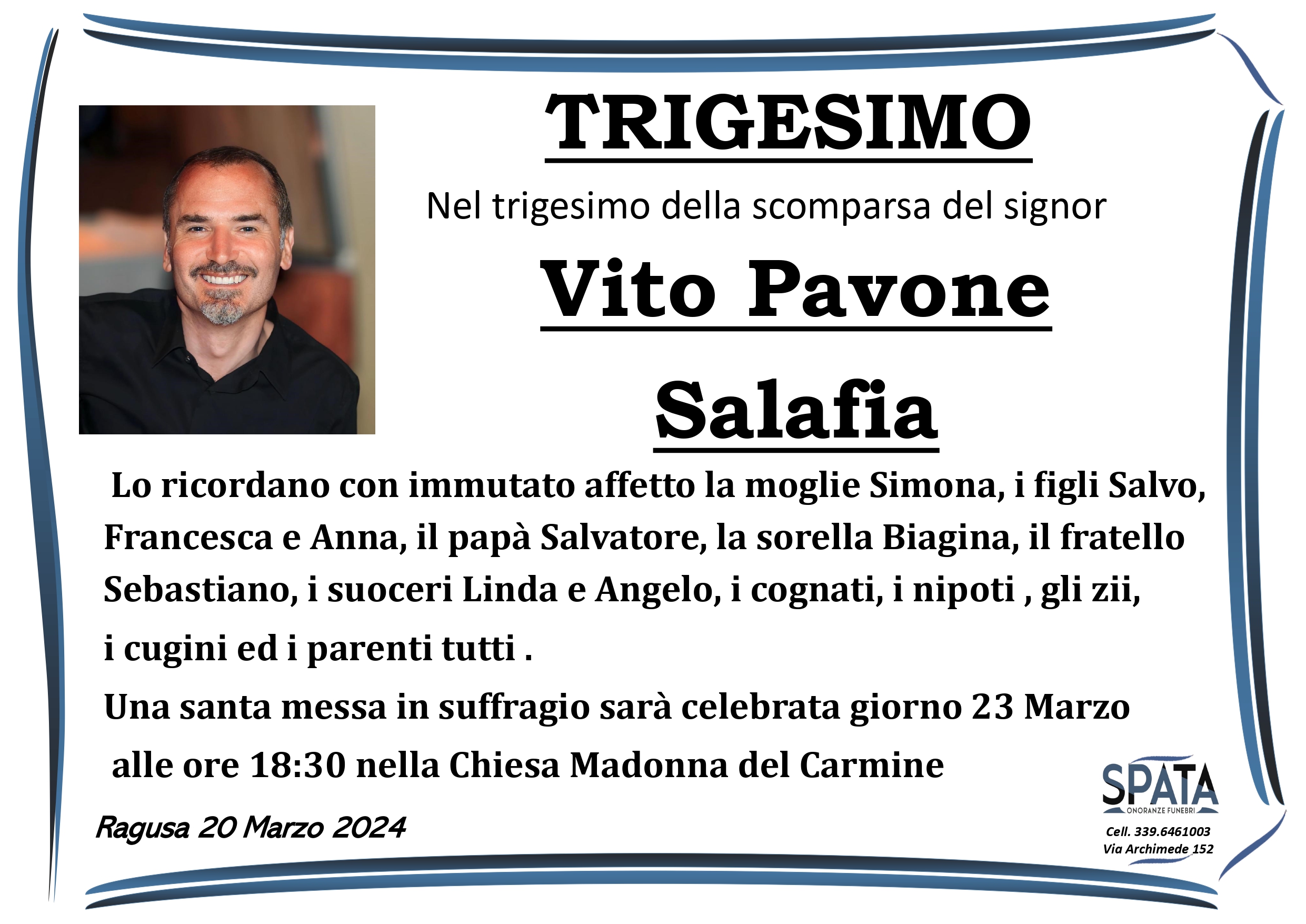 Trigesimo: Vito Pavone Salafia