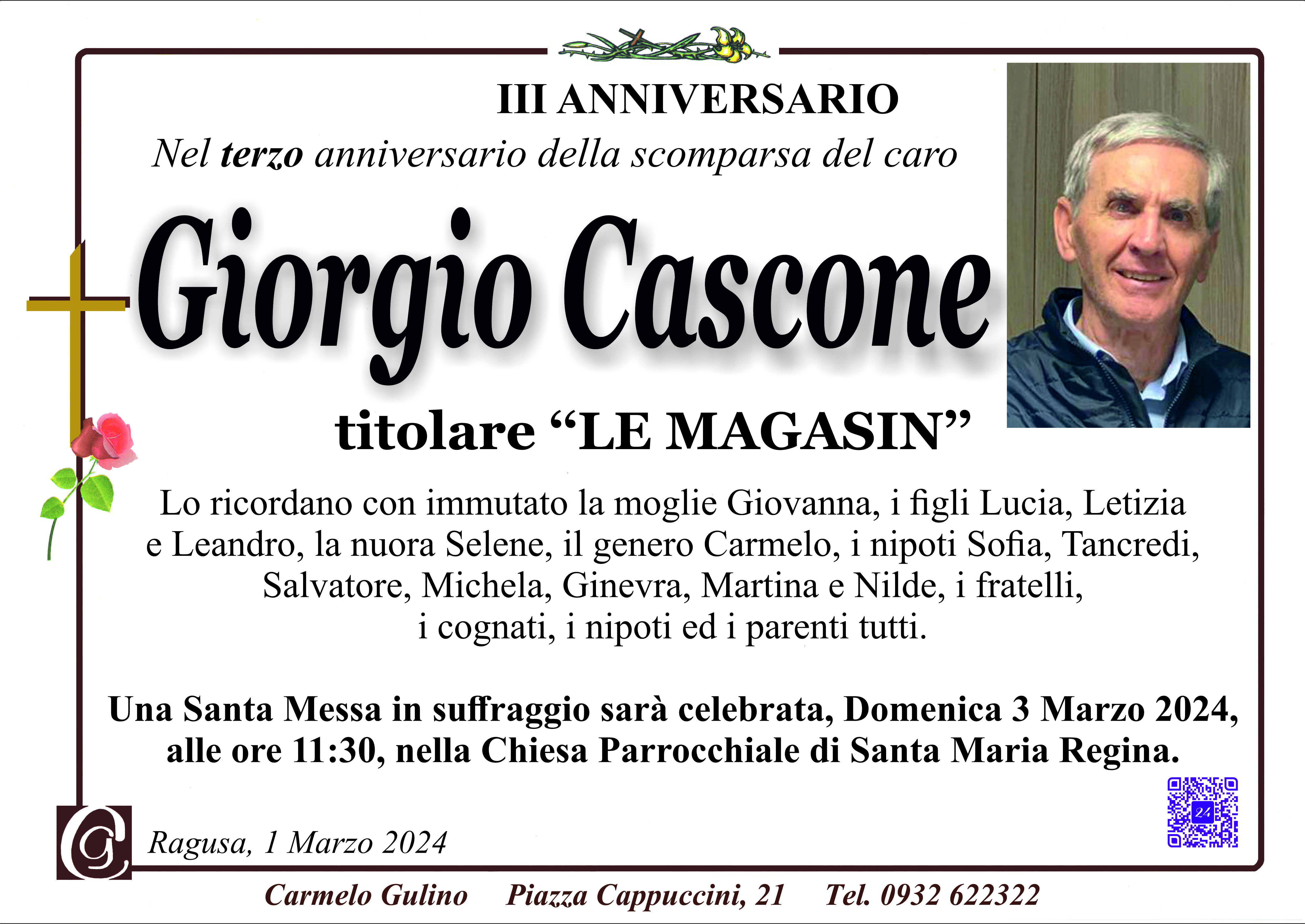 Anniversario: Giorgio Cascone