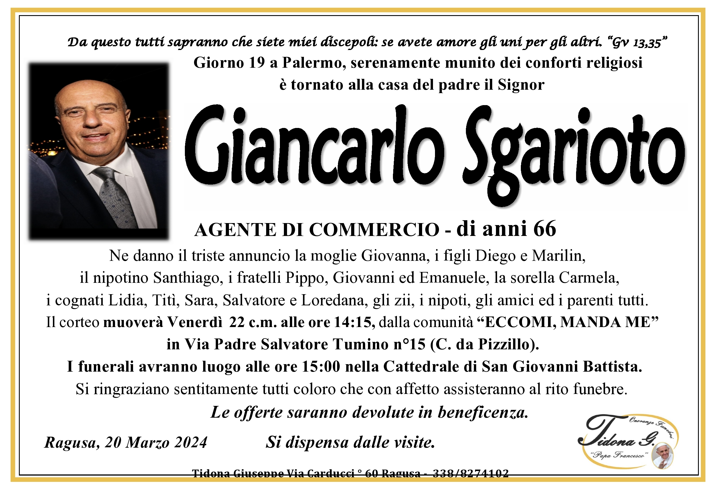 Necrologi: Giancarlo Sgarioto
