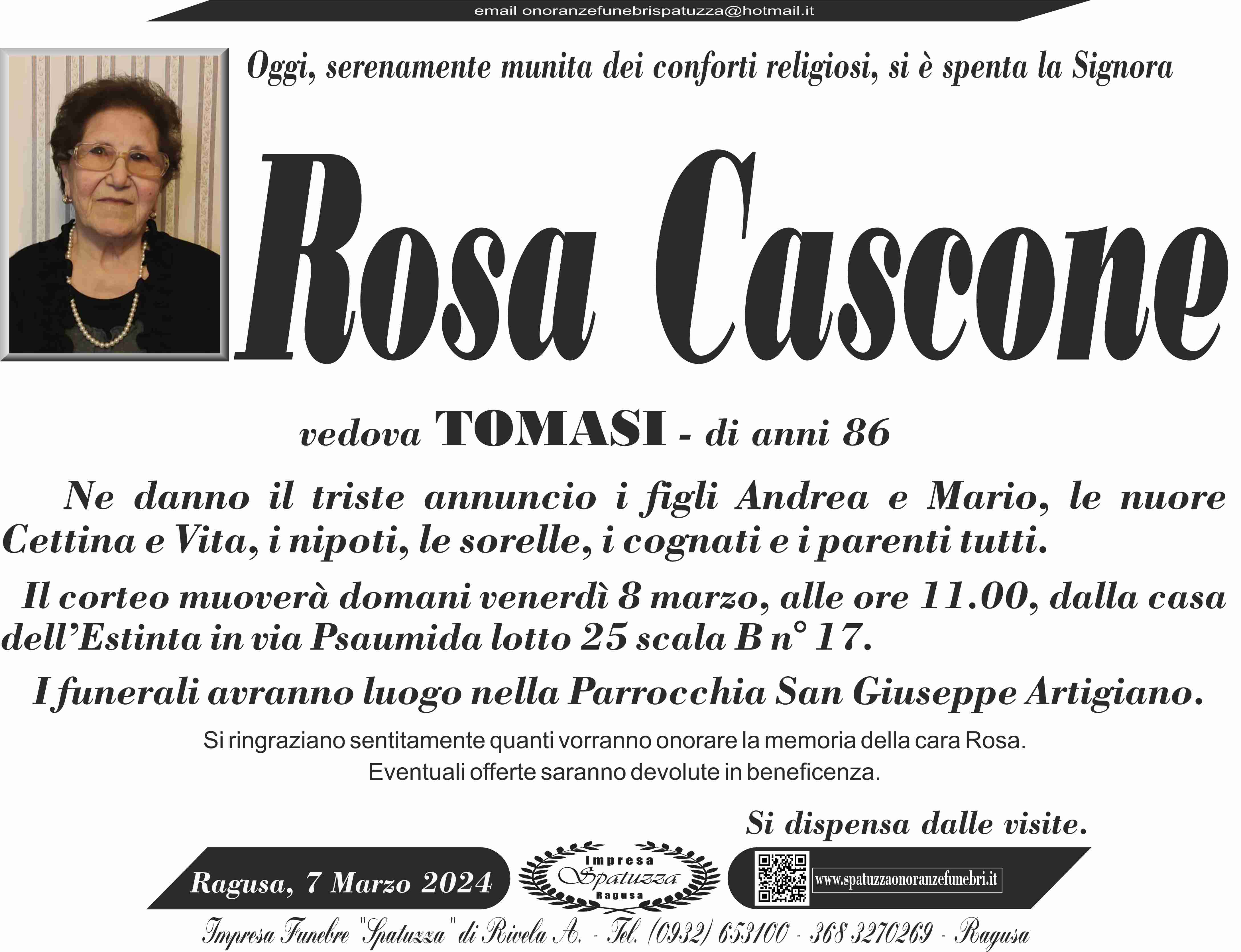 Necrologi: Rosa Cascone