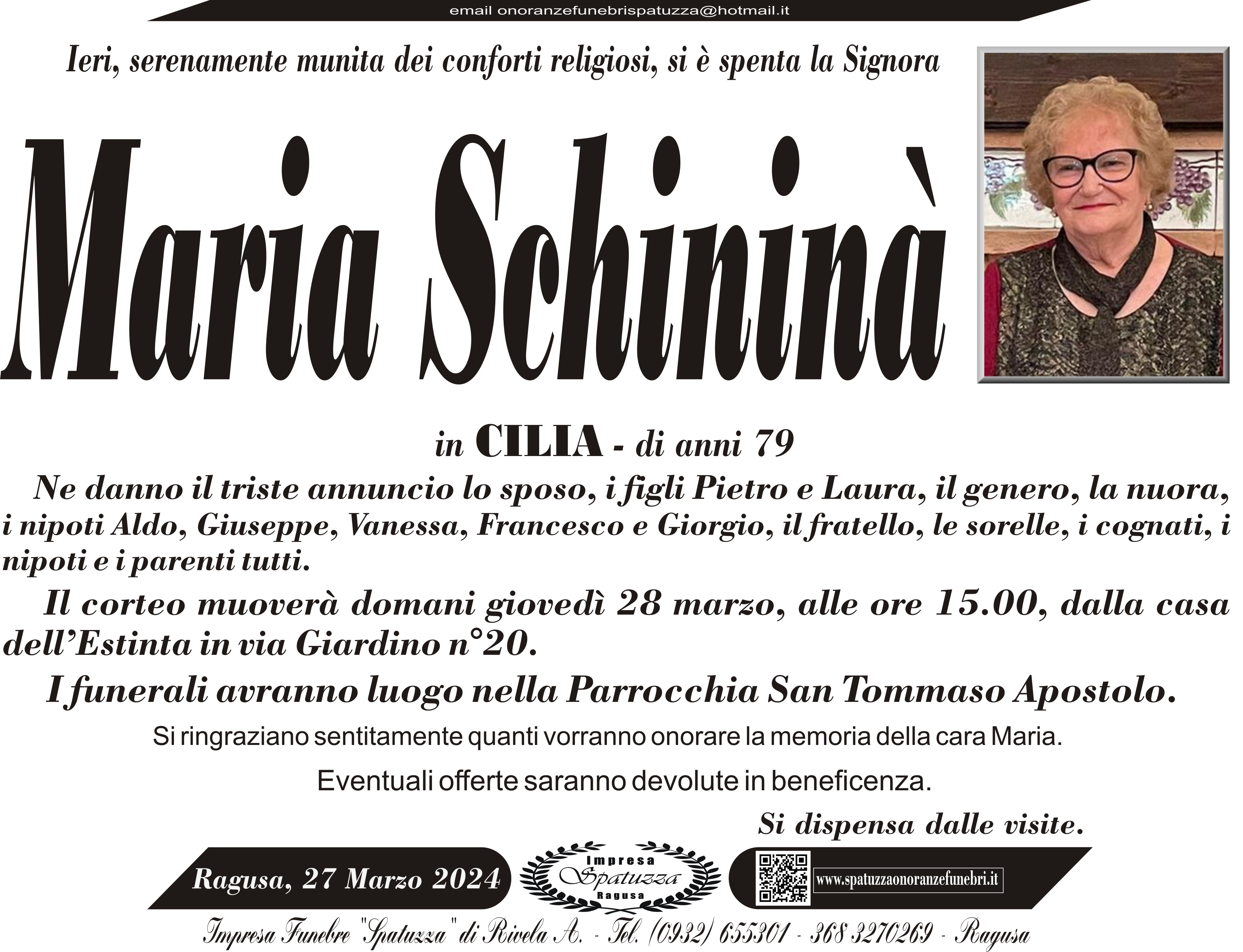 Necrologi: Maria Schininà