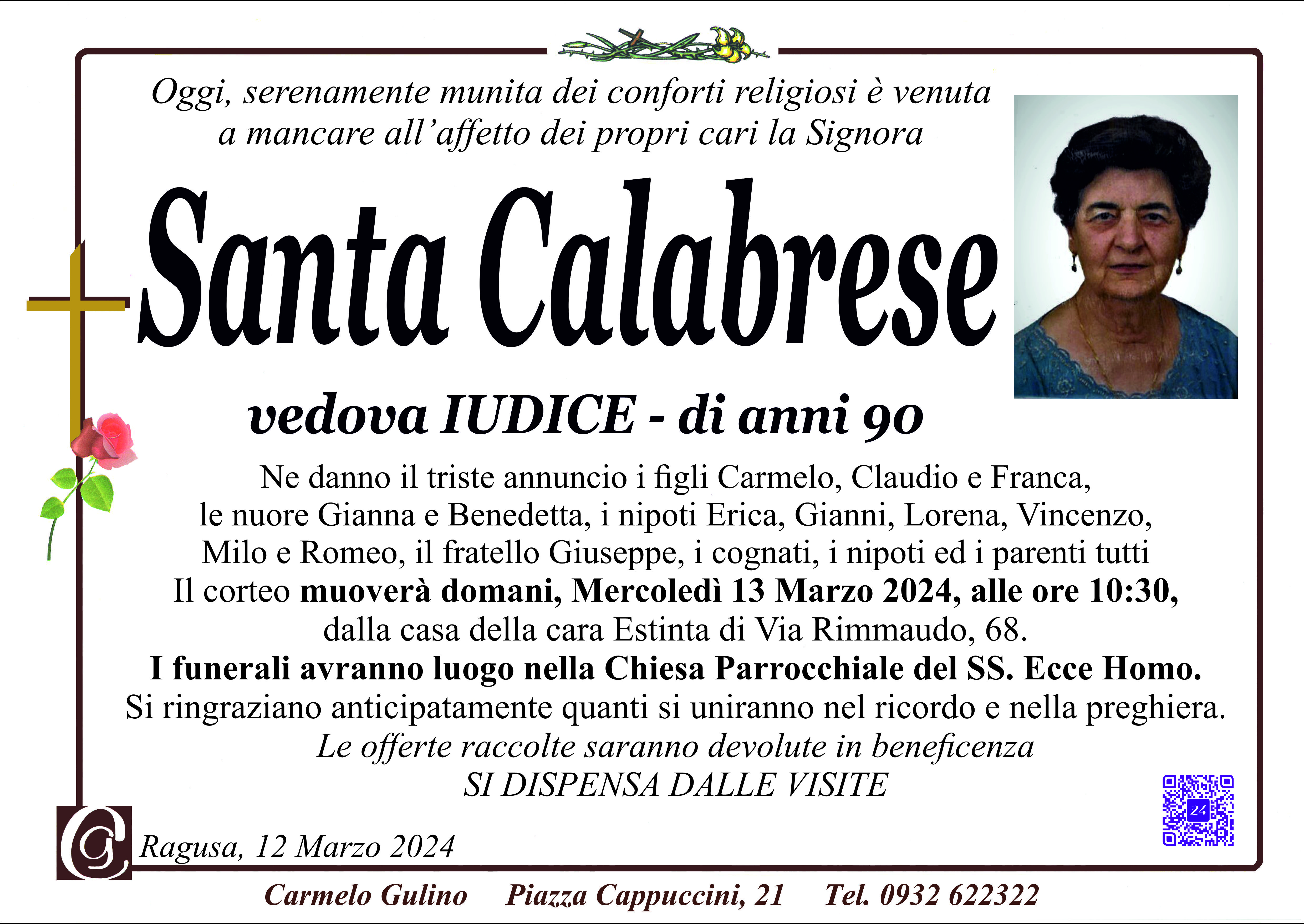 Necrologi: Santa Calabrese