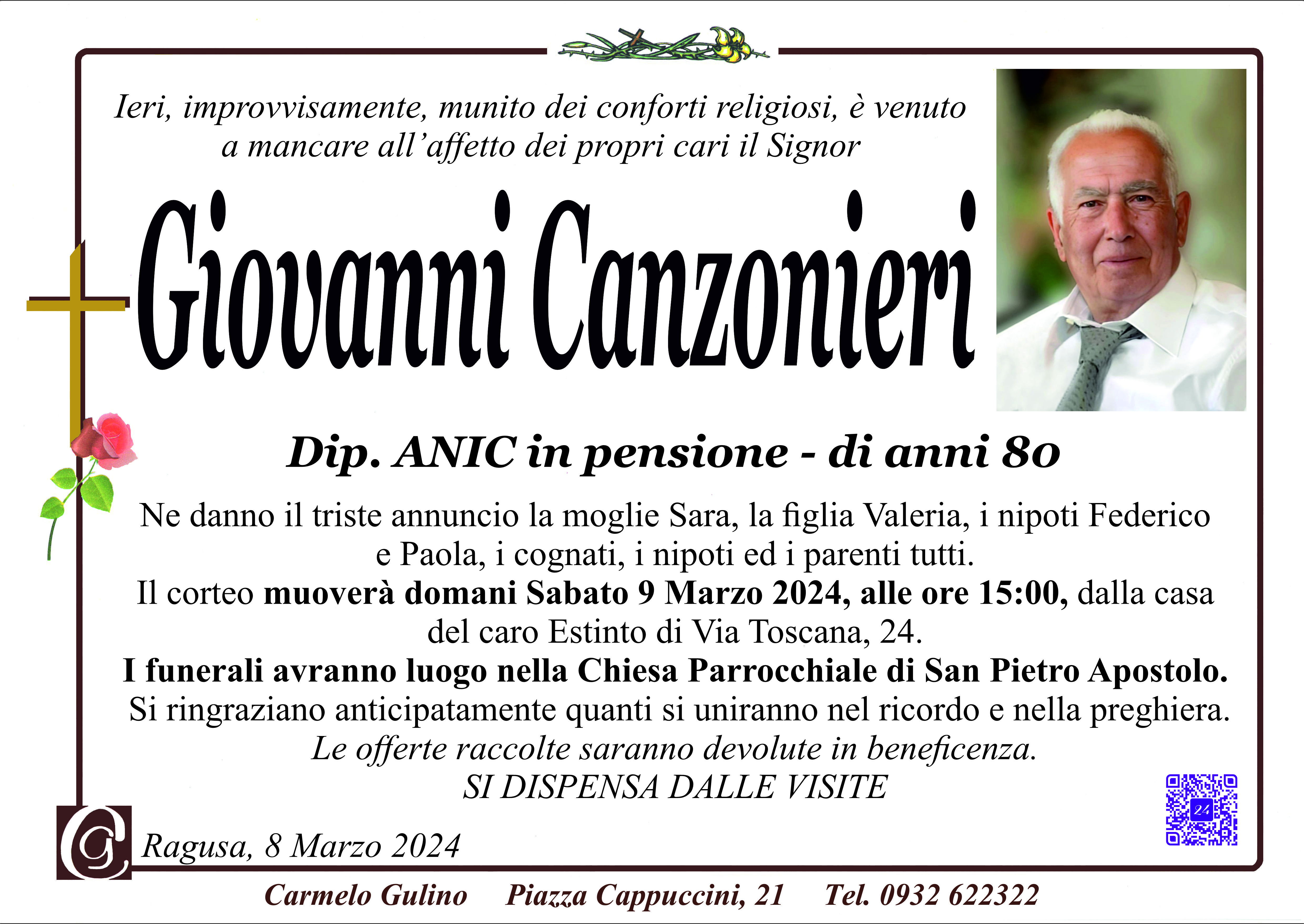 Necrologi: Giovanni Canzonieri