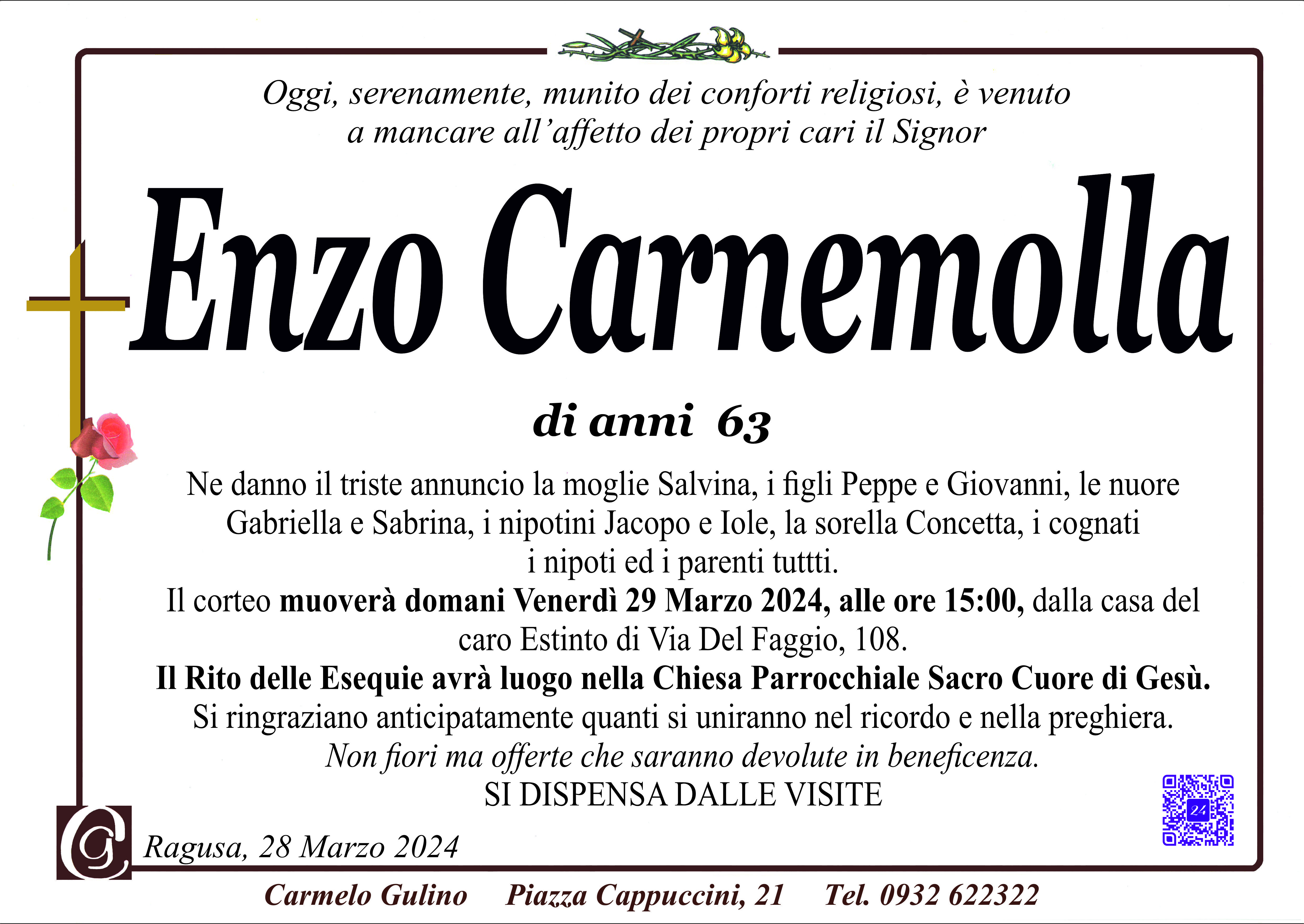 Necrologio: Enzo Carnemolla